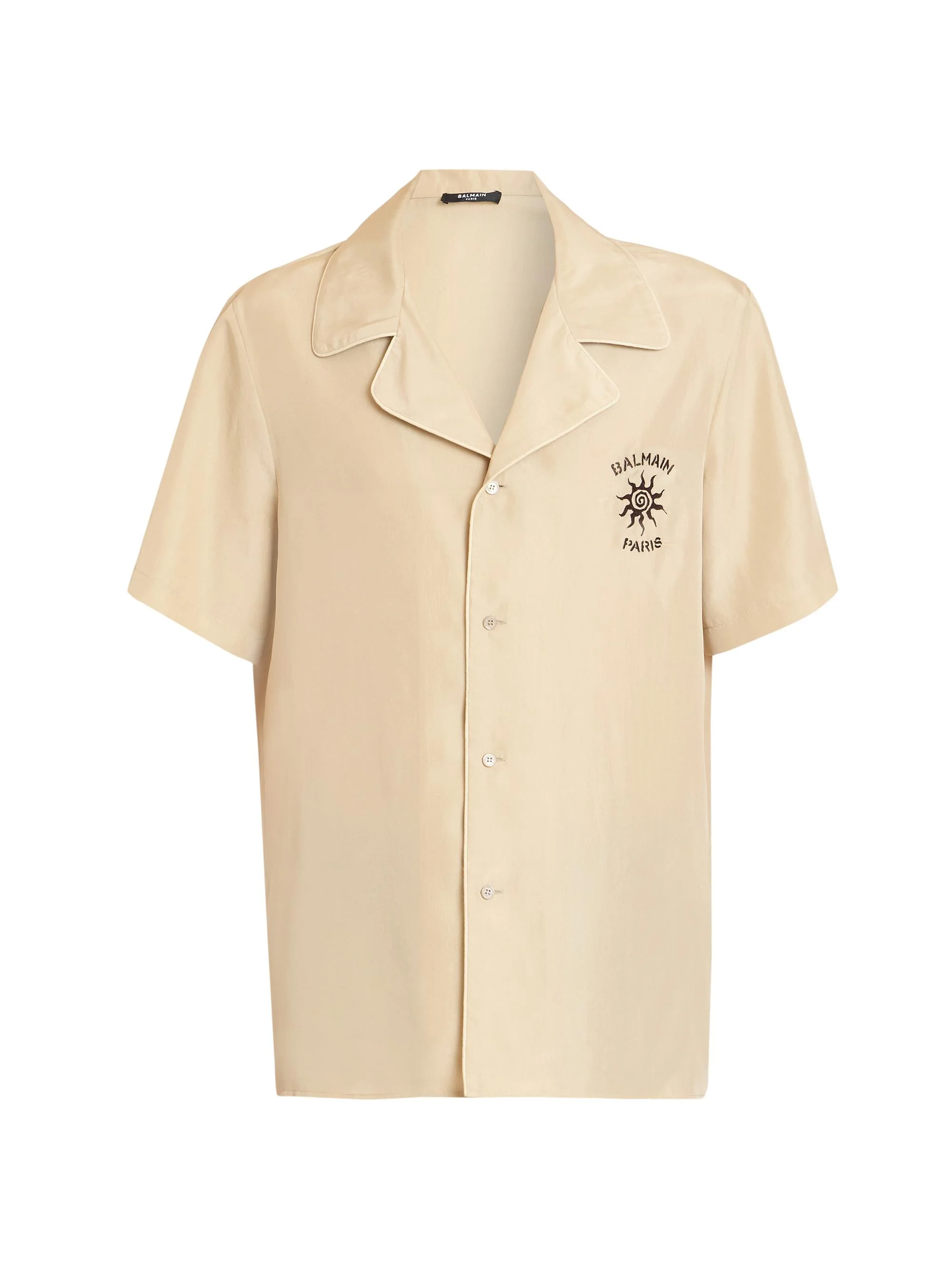 Men's Sun Embroidered Silk Shirt - Beige Clair Marron - 1