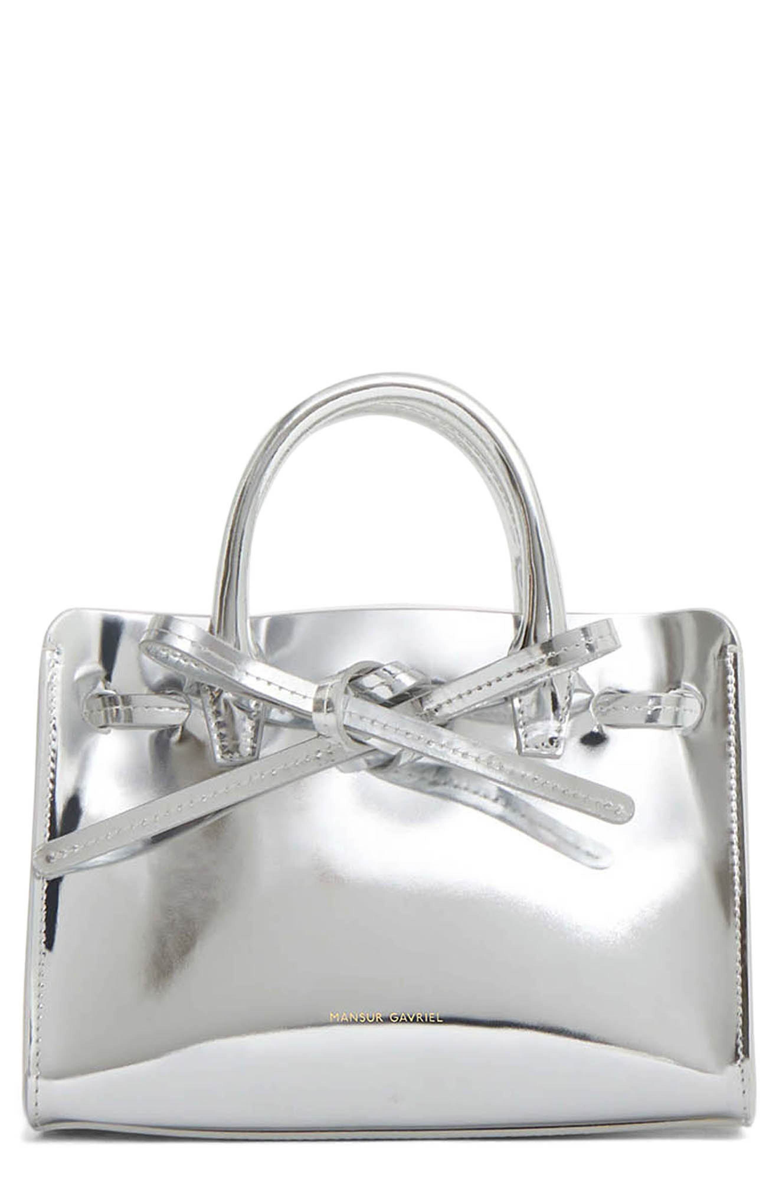 Mansur Gavriel Mini Sun Metallic Leather Tote in Silver at Nordstrom - 1