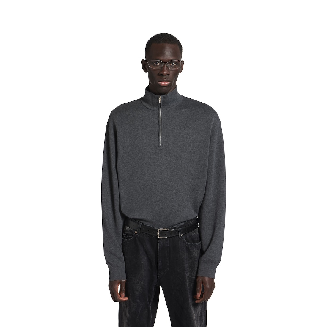 Men's Half-zip Sweater in Grey - 5