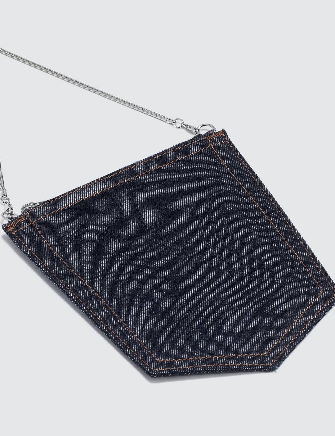 Denim Pocket Chain Cross Body Bag - 5