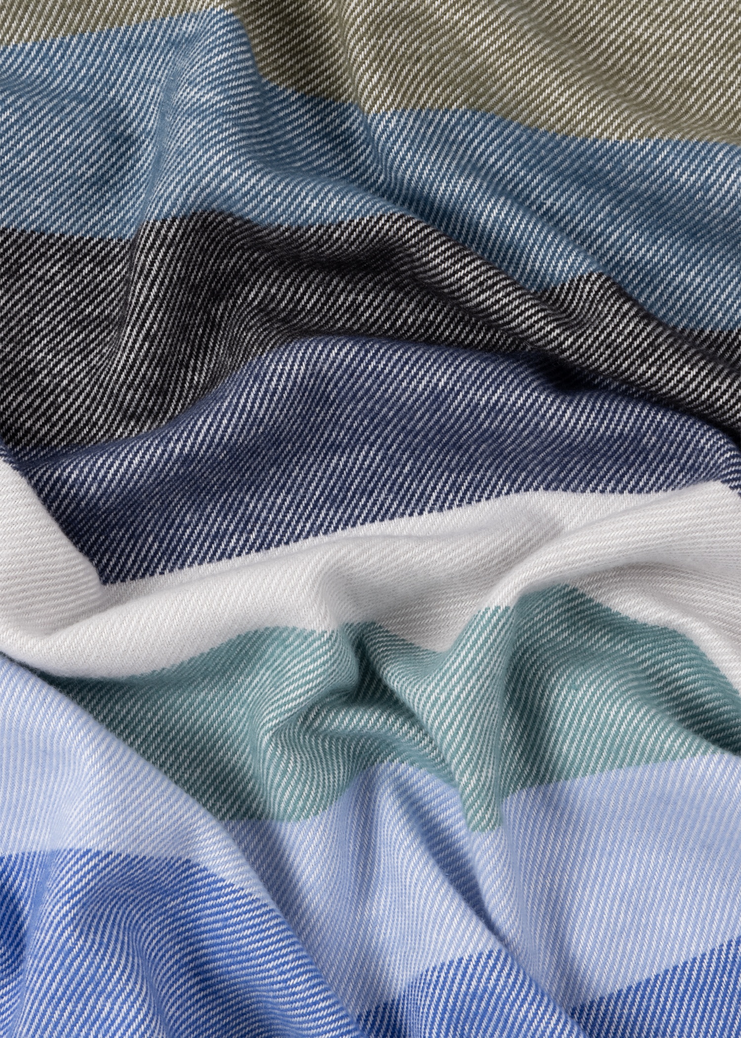 Blue Cotton Stripe Scarf - 3