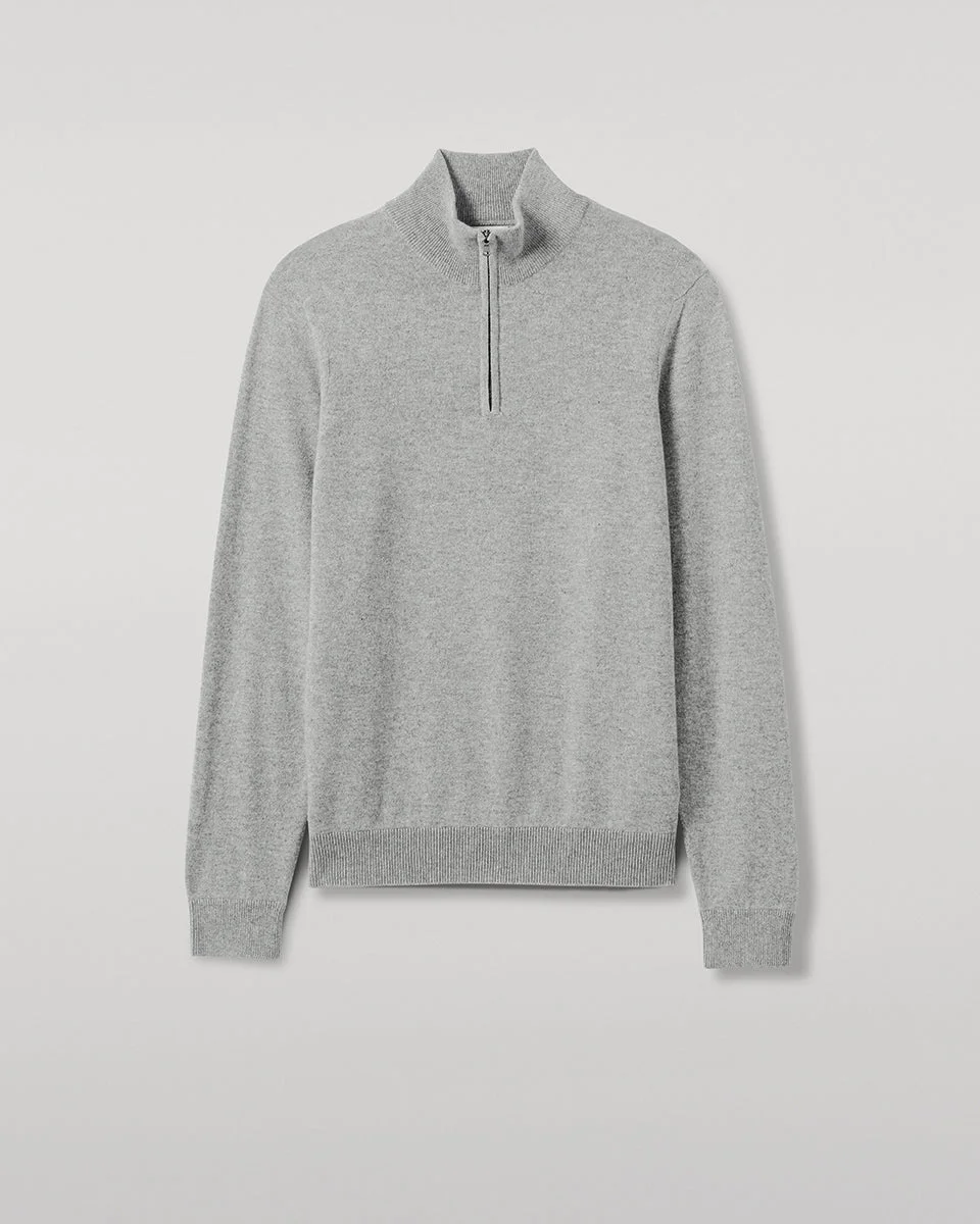 Classic Cashmere Grey Zip Neck Jumper - 1
