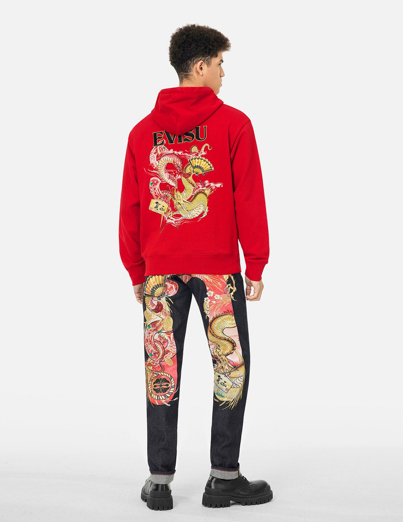 Soaring Snake and Dragon Print Relax Fit Hoodie 3