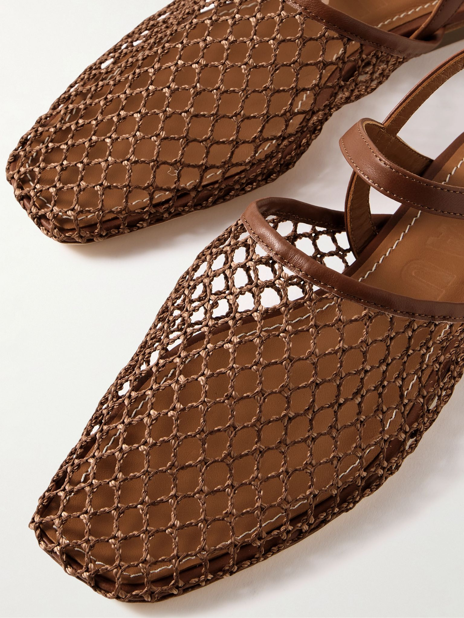 Rete crocheted and leather sandals Tan - 4