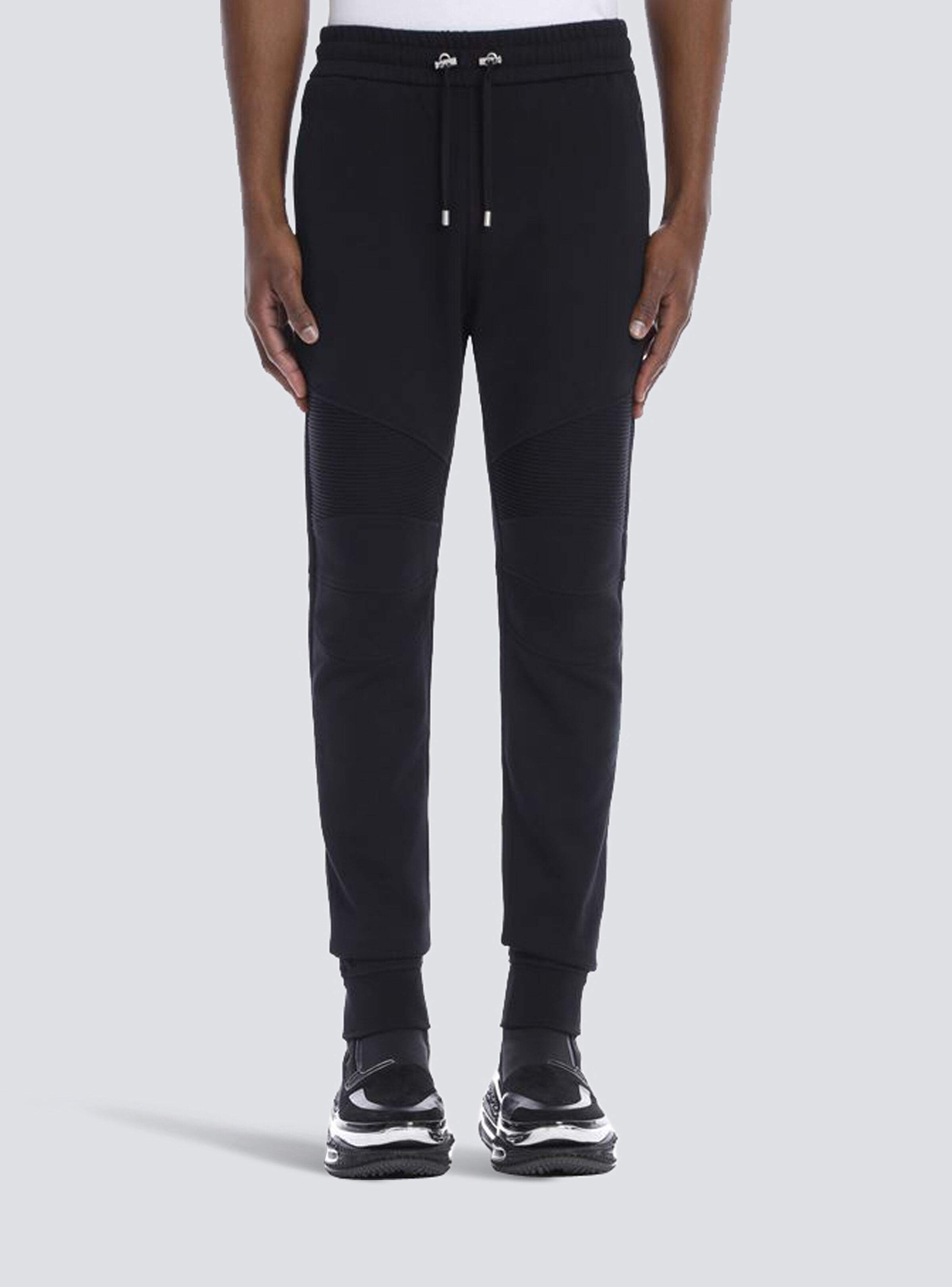 Balmain Cotton sweatpants with flocked Balmain Paris logo