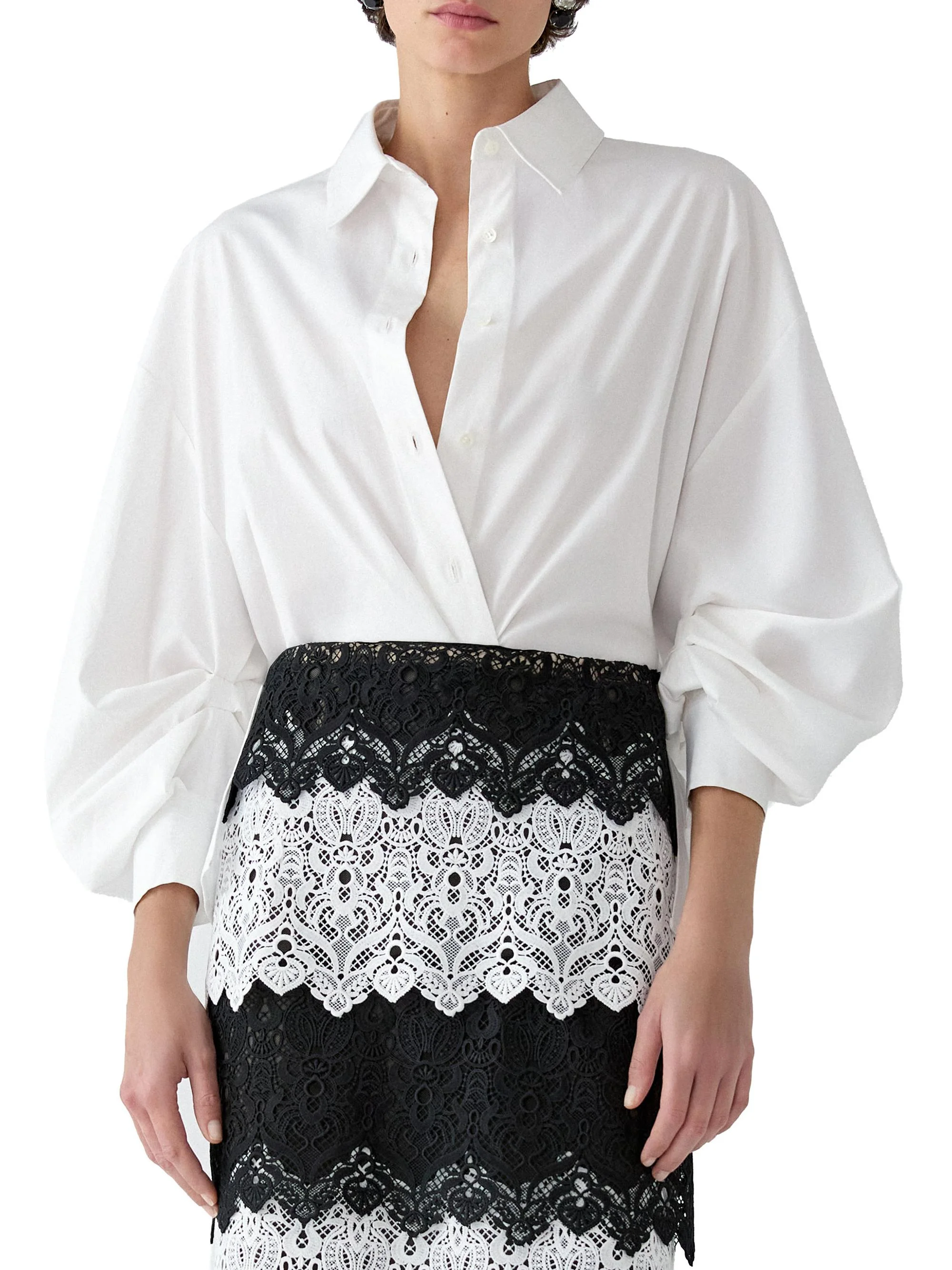 Women's Inverted Back Pleat Cotton Shirt - White - 1
