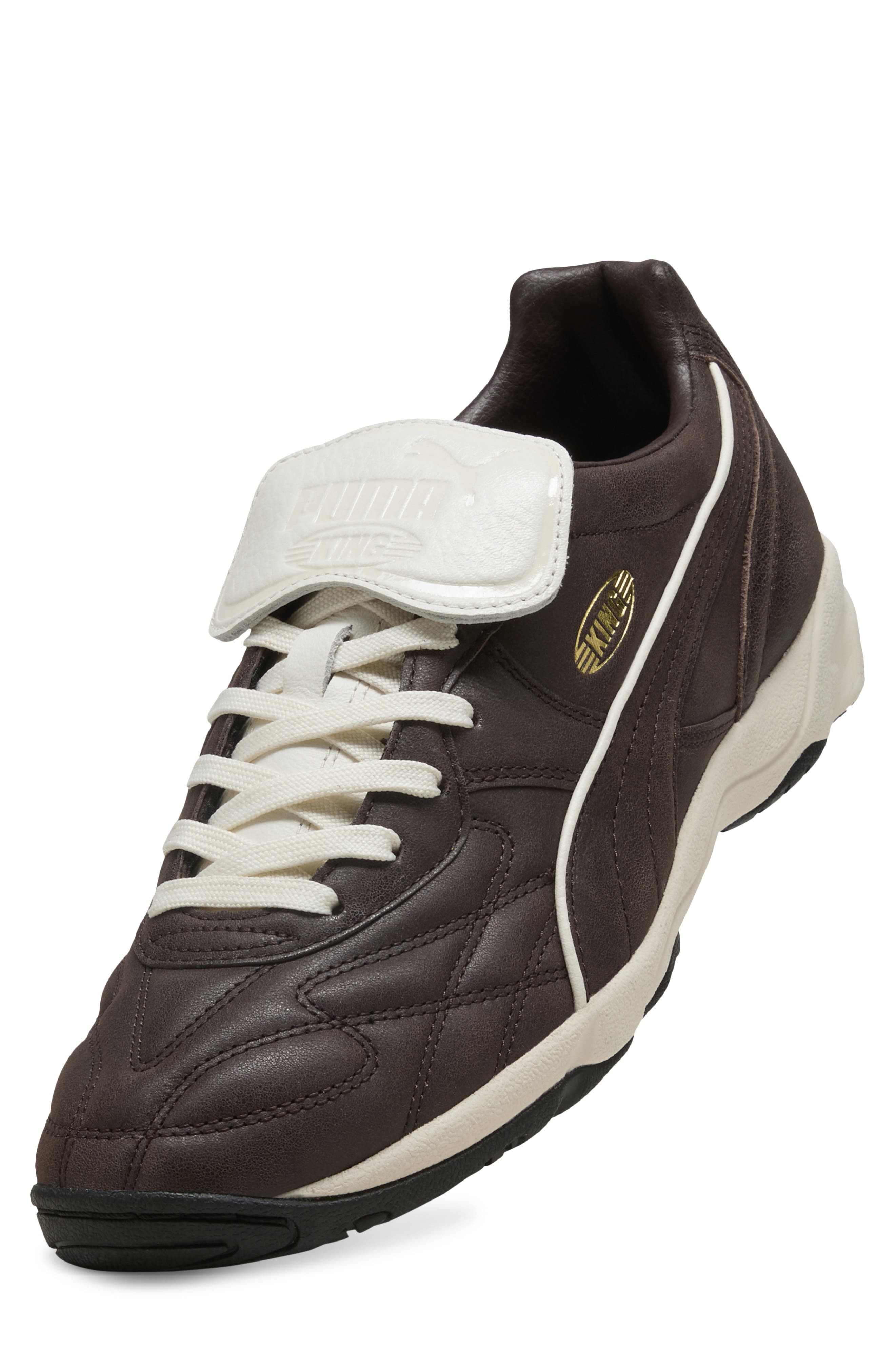 PUMA King Indoor Premium Soccer Sneaker in Dark Chocolate/Warm White at Nordstrom - 7