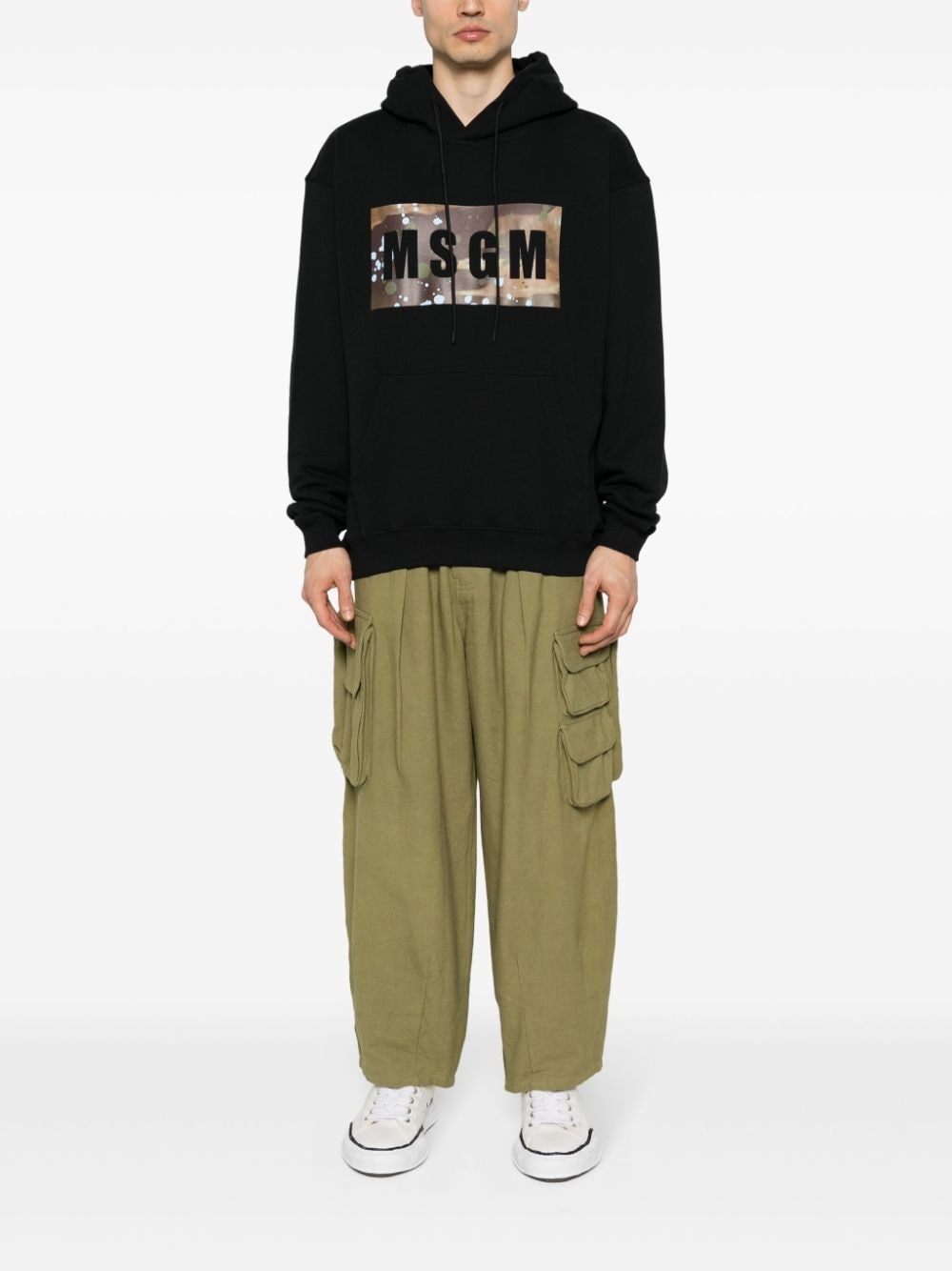 logo-print cotton hoodie - 2