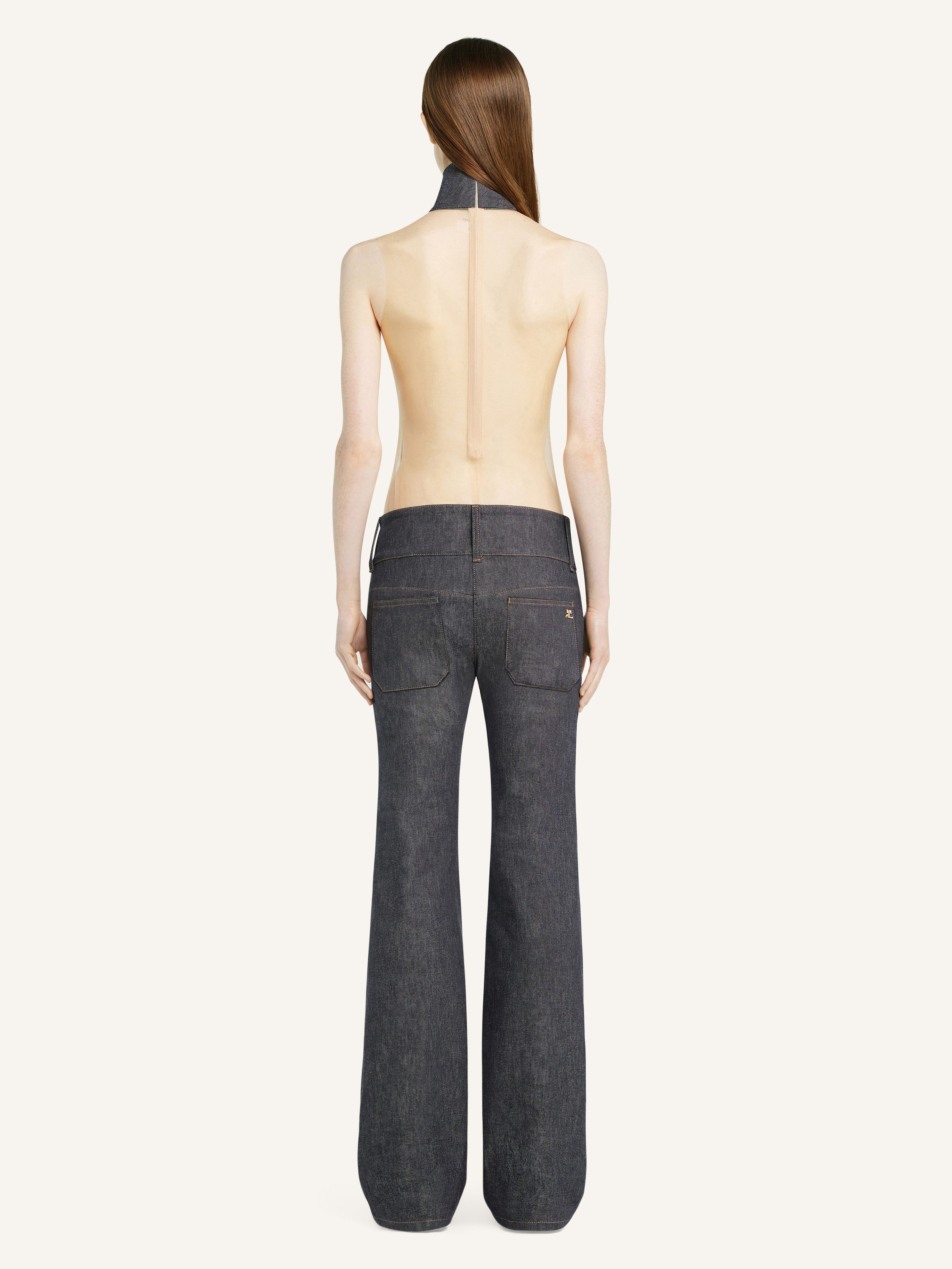 BELTED DENIM BOOTCUT PANTS - 4