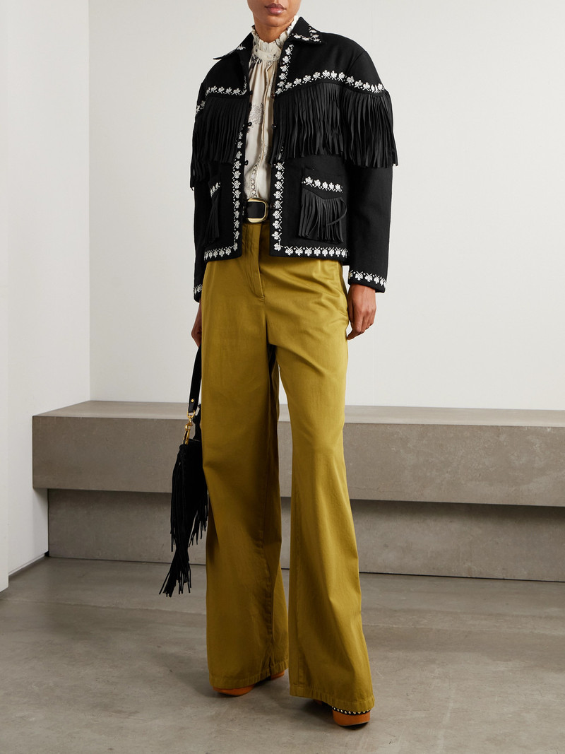 ALIX OF BOHEMIA Jude Fringed Embroidered Wool-flannel Jacket outlook