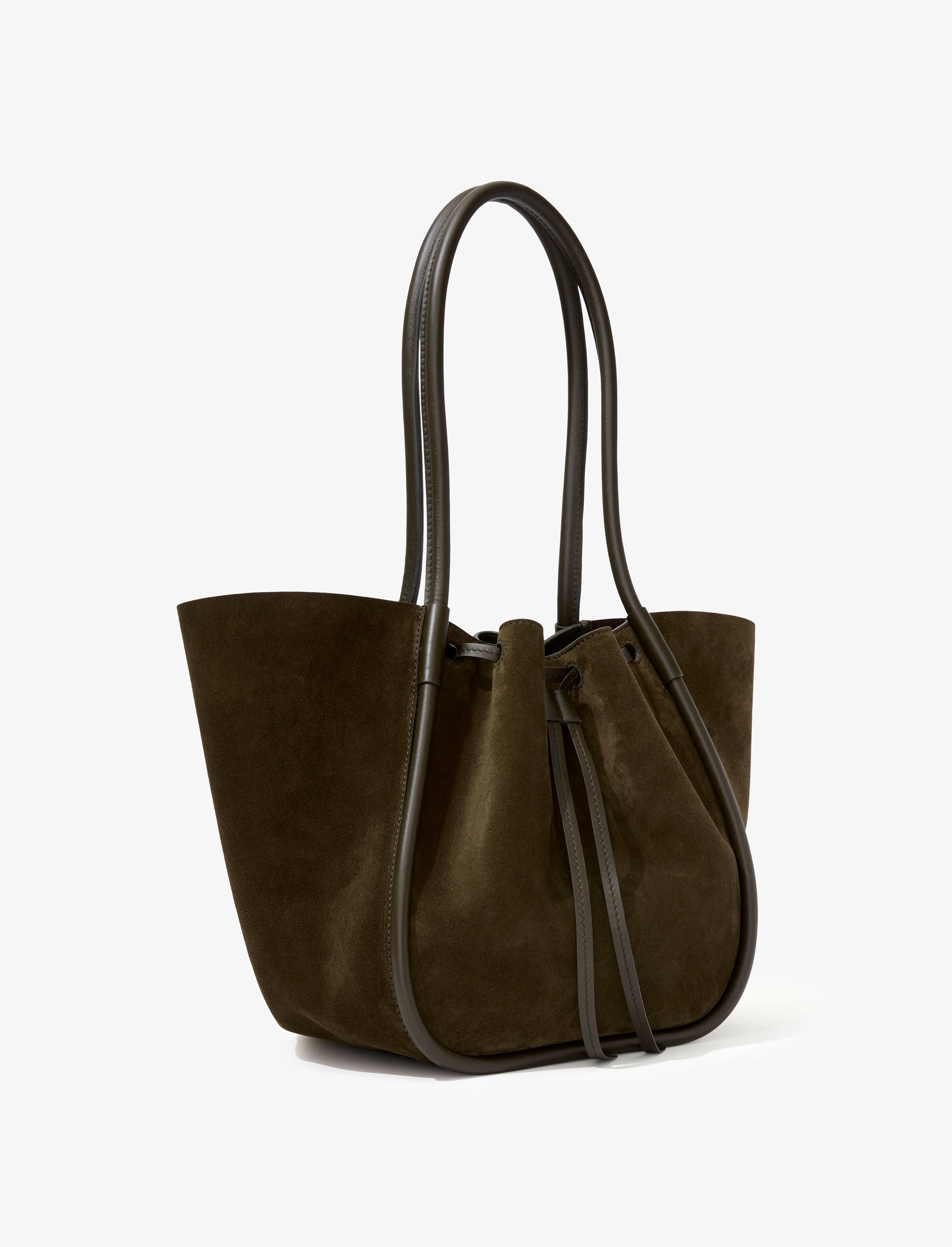 Large Ruched Tote in Soft Suede - 3