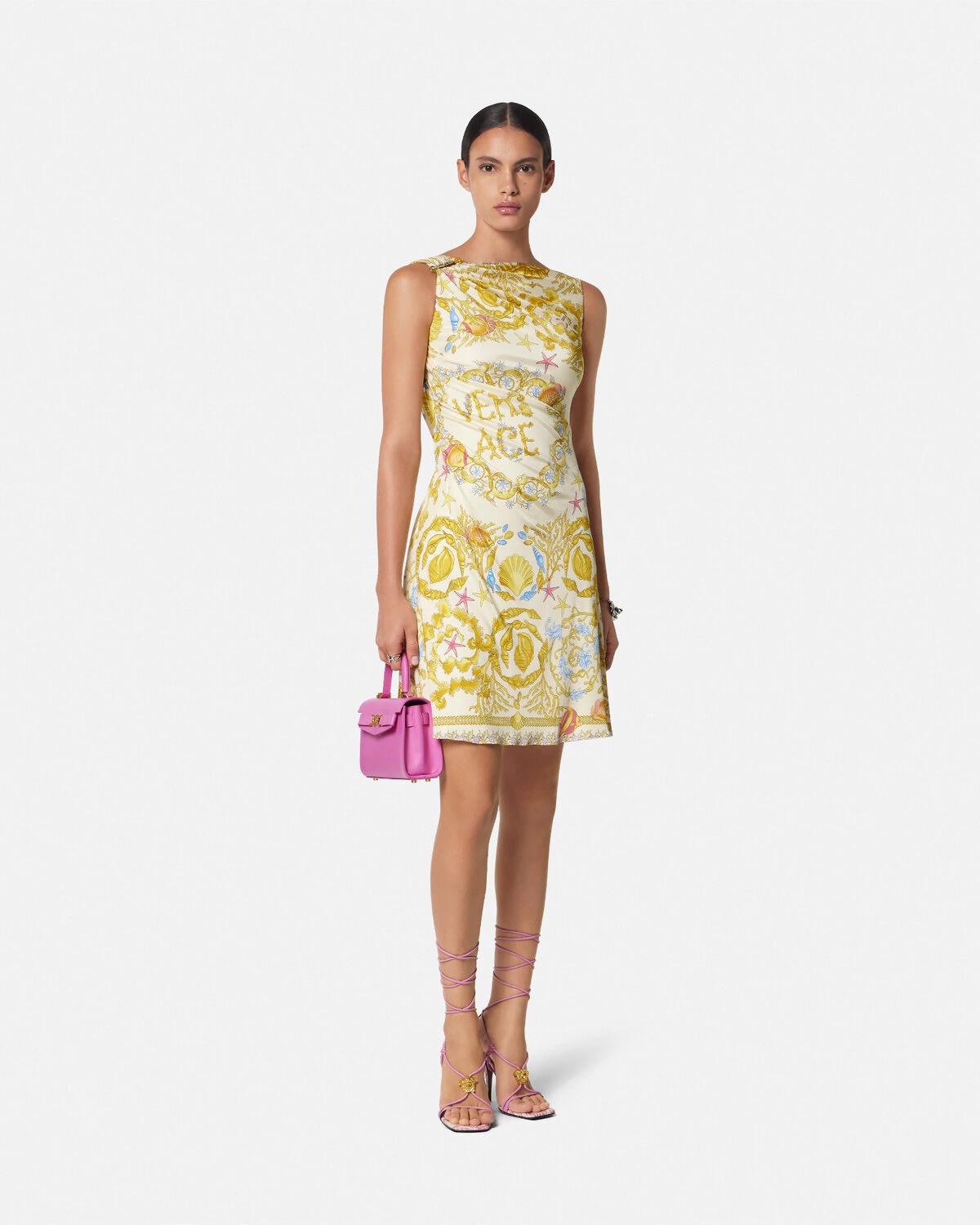 Underwater Barocco Draped Flared Mini Dress - 2