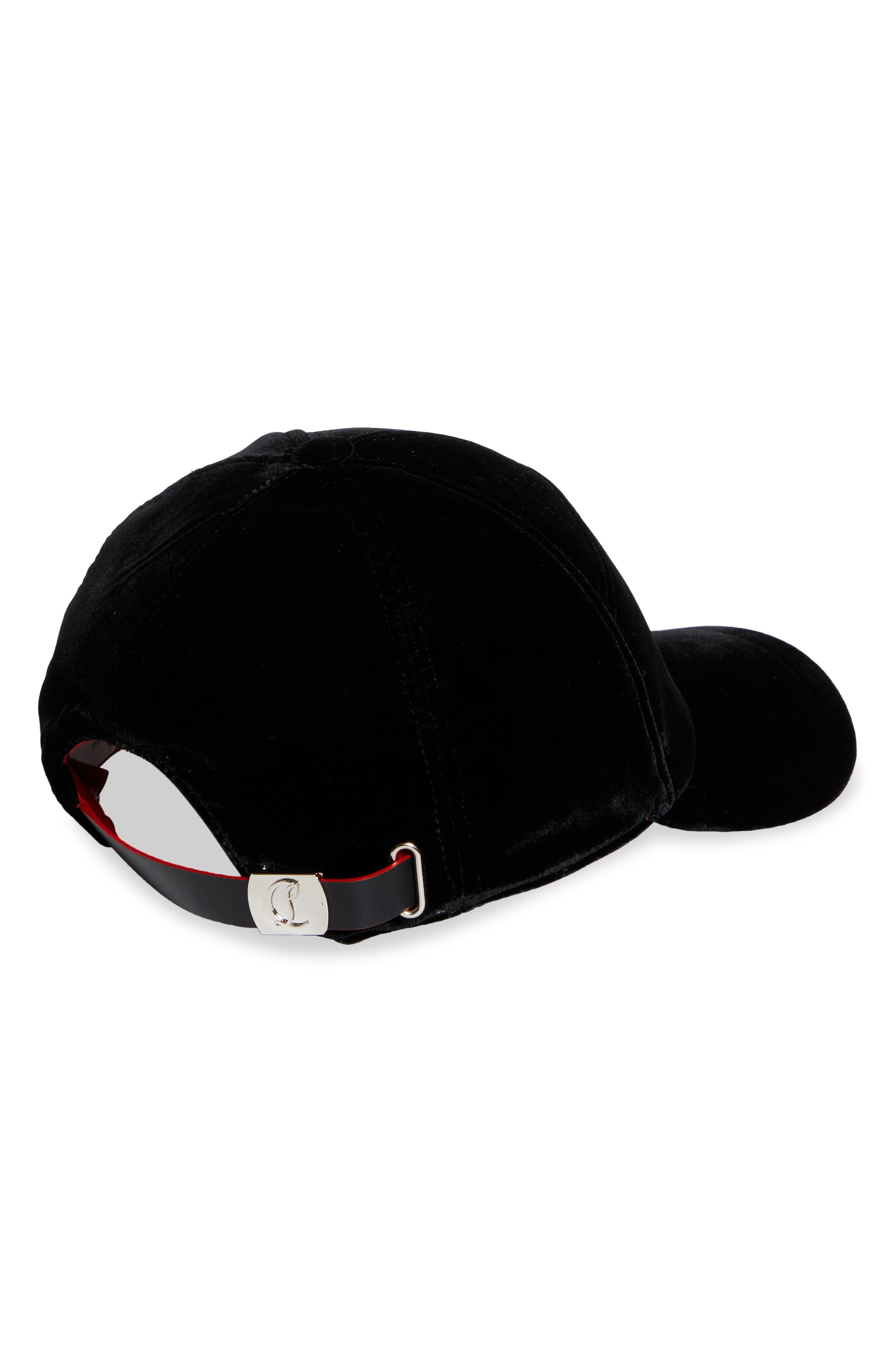 Christian Louboutin Mooncrest Crystal Embellished Adjustable Velvet Baseball Cap in Black/Jet at Nor - 2