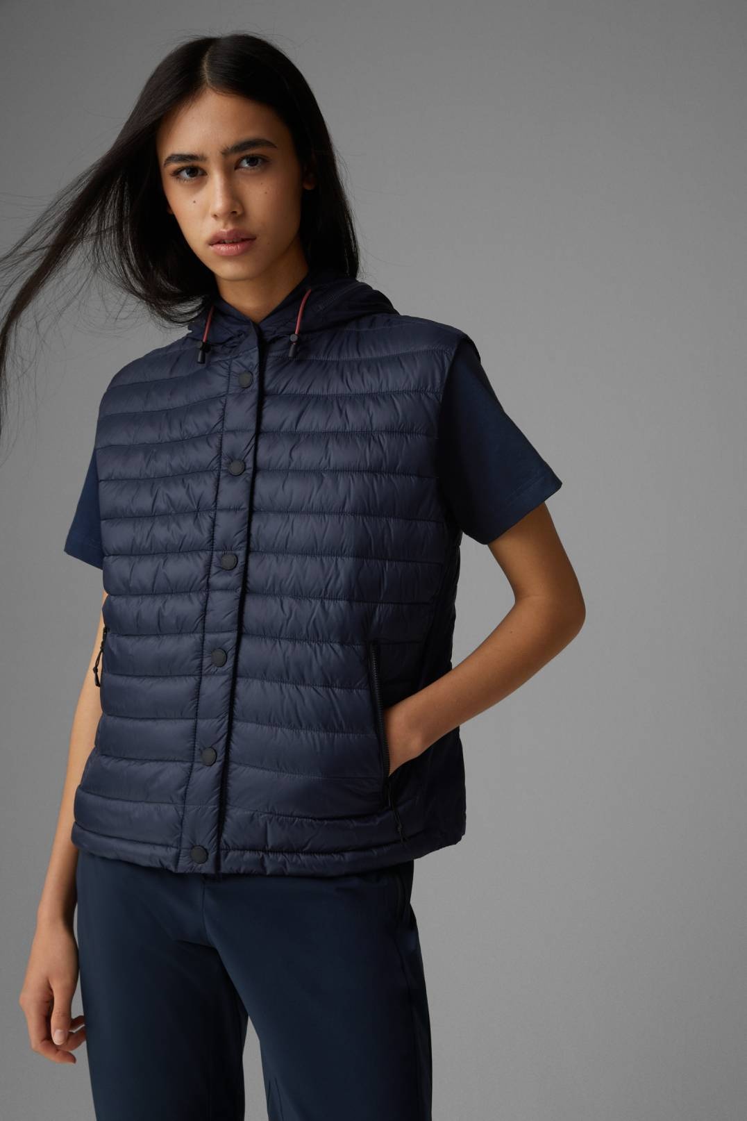 KANYA QUILTED WAISTCOAT IN NAVY BLUE - 2