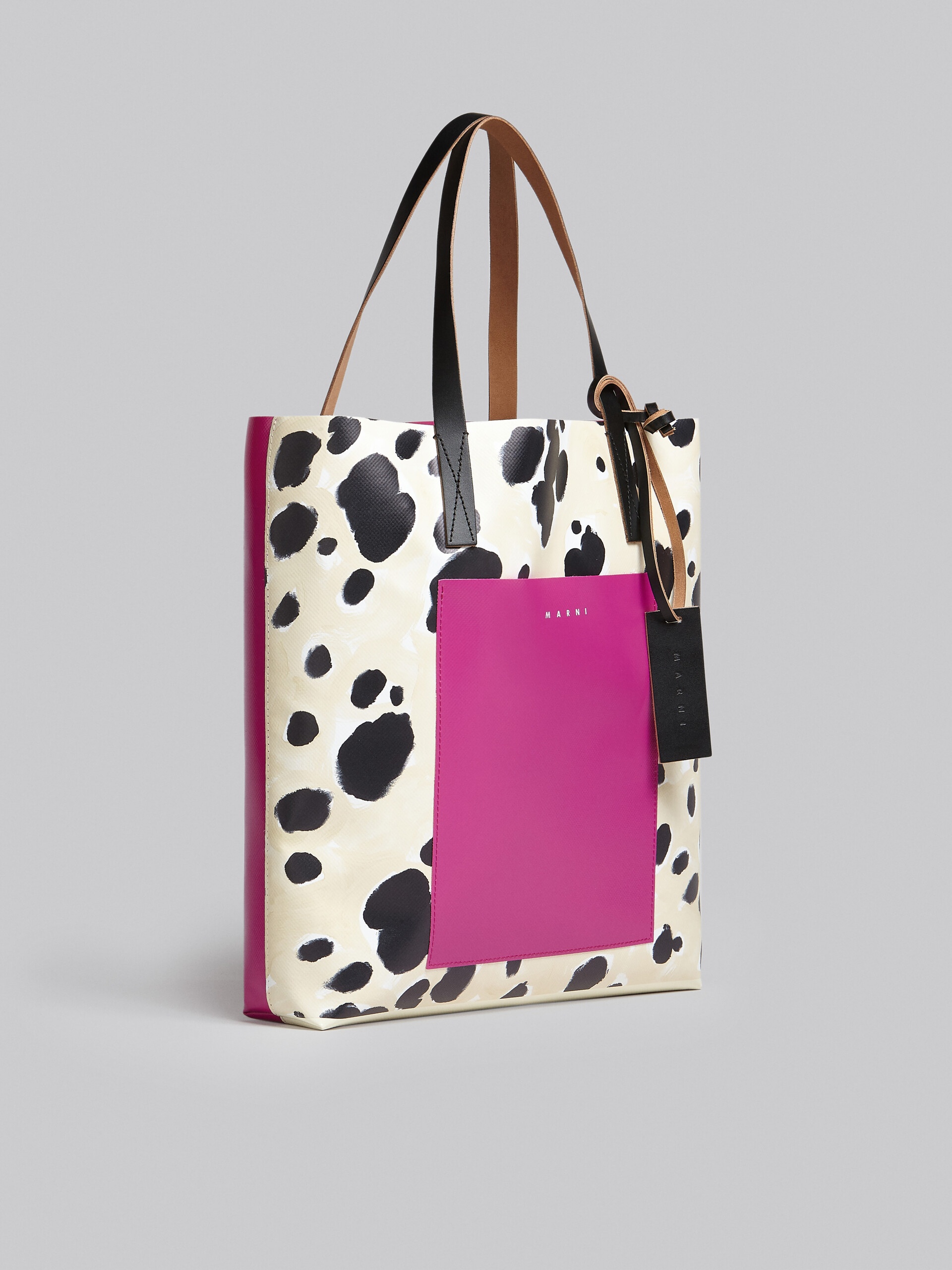 LARGE WHITE POP DOTS PRINT SHOPPING BAG - 6
