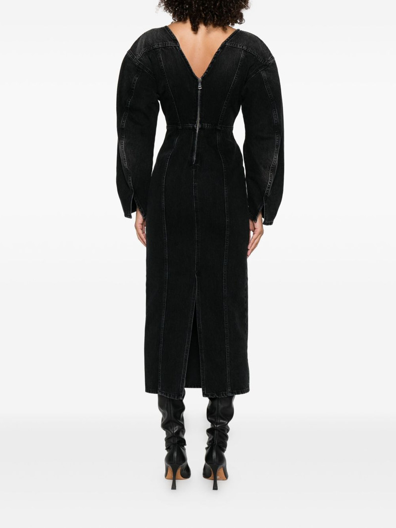 V-neck puff-sleeve midi dress 4