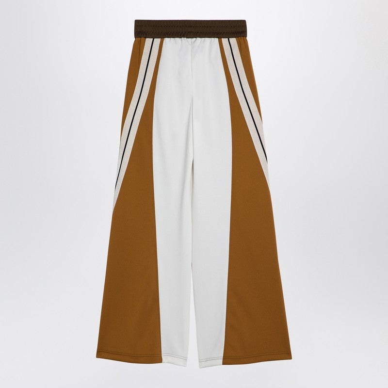 BROWN/OCHRE COLOUR-BLOCK WIDE TROUSERS - 2