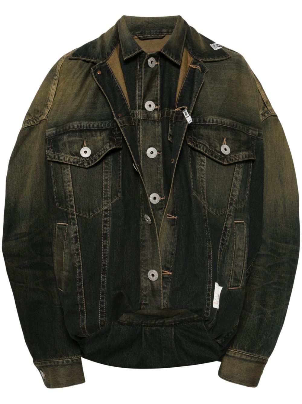 layered denim jacket - 1