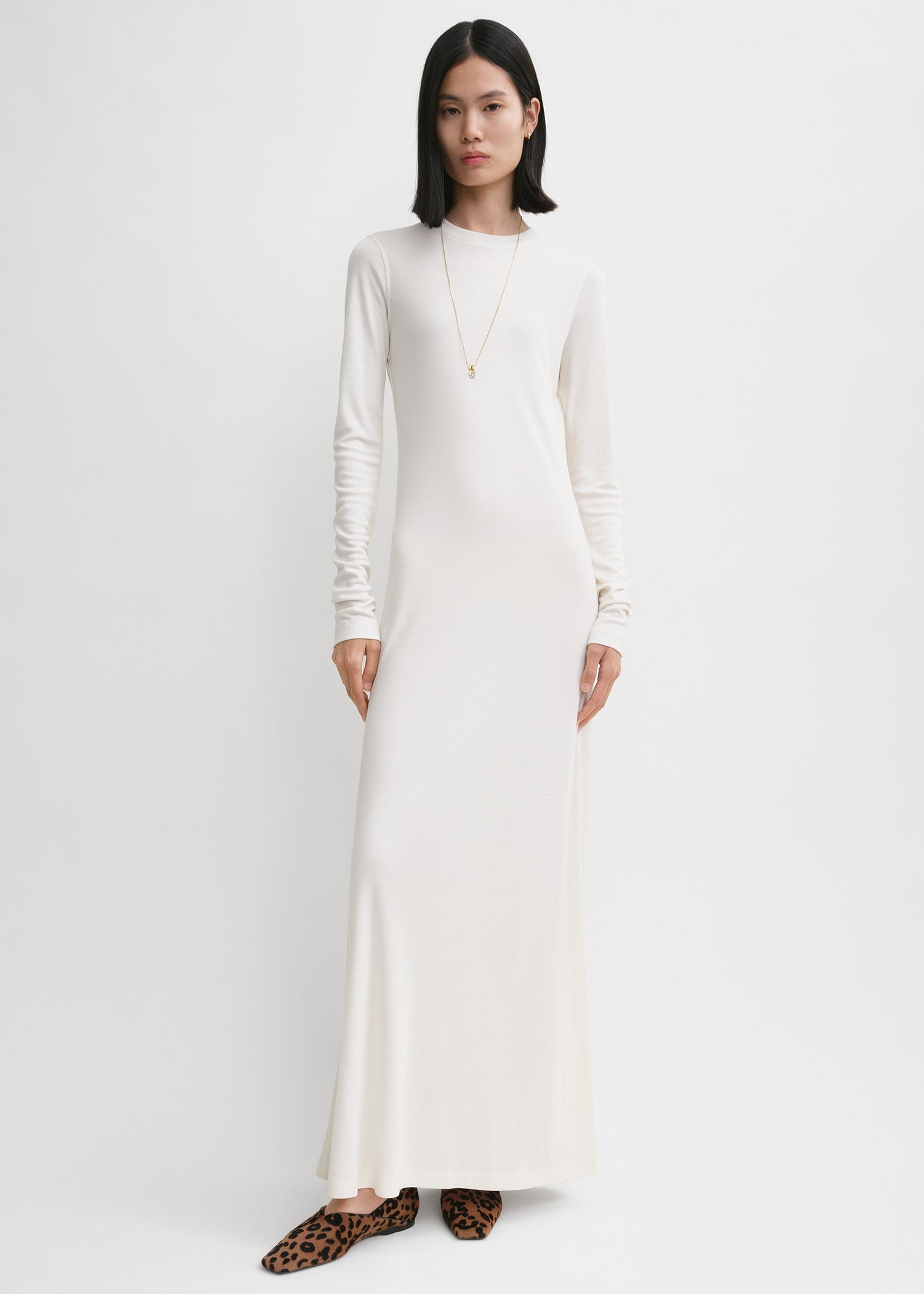 Long-sleeve jersey dress meringue - 2