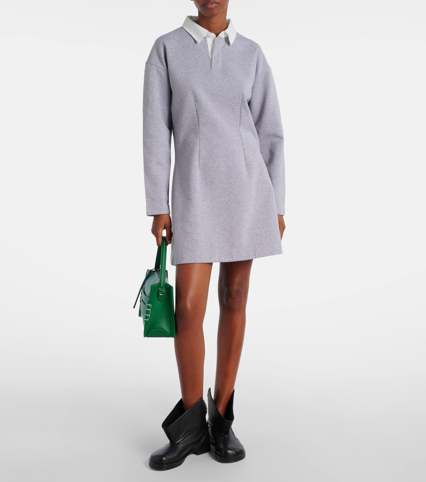 Cotton-blend jersey polo dress - 2