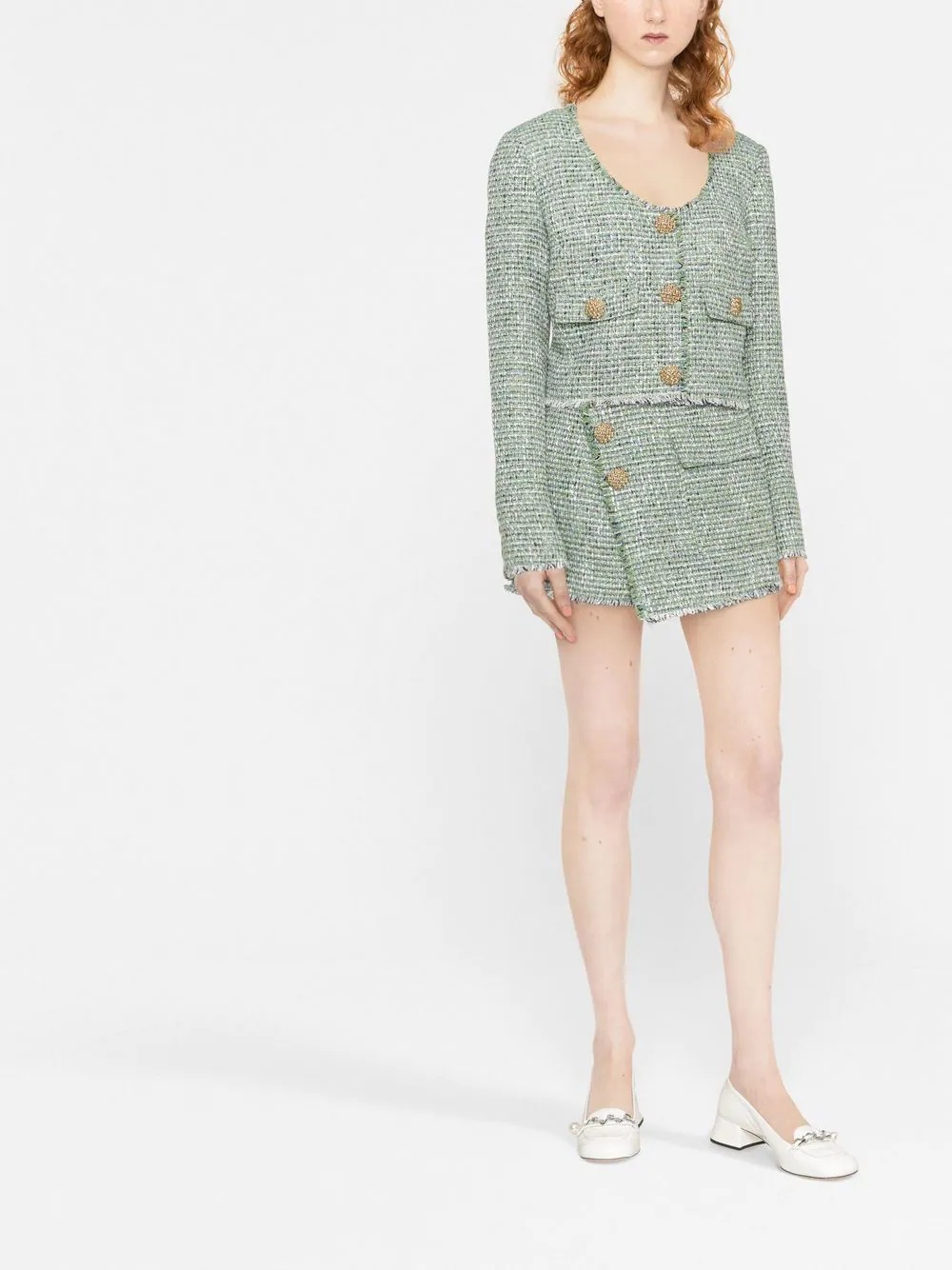 tweed scoop-neck jacket - 2