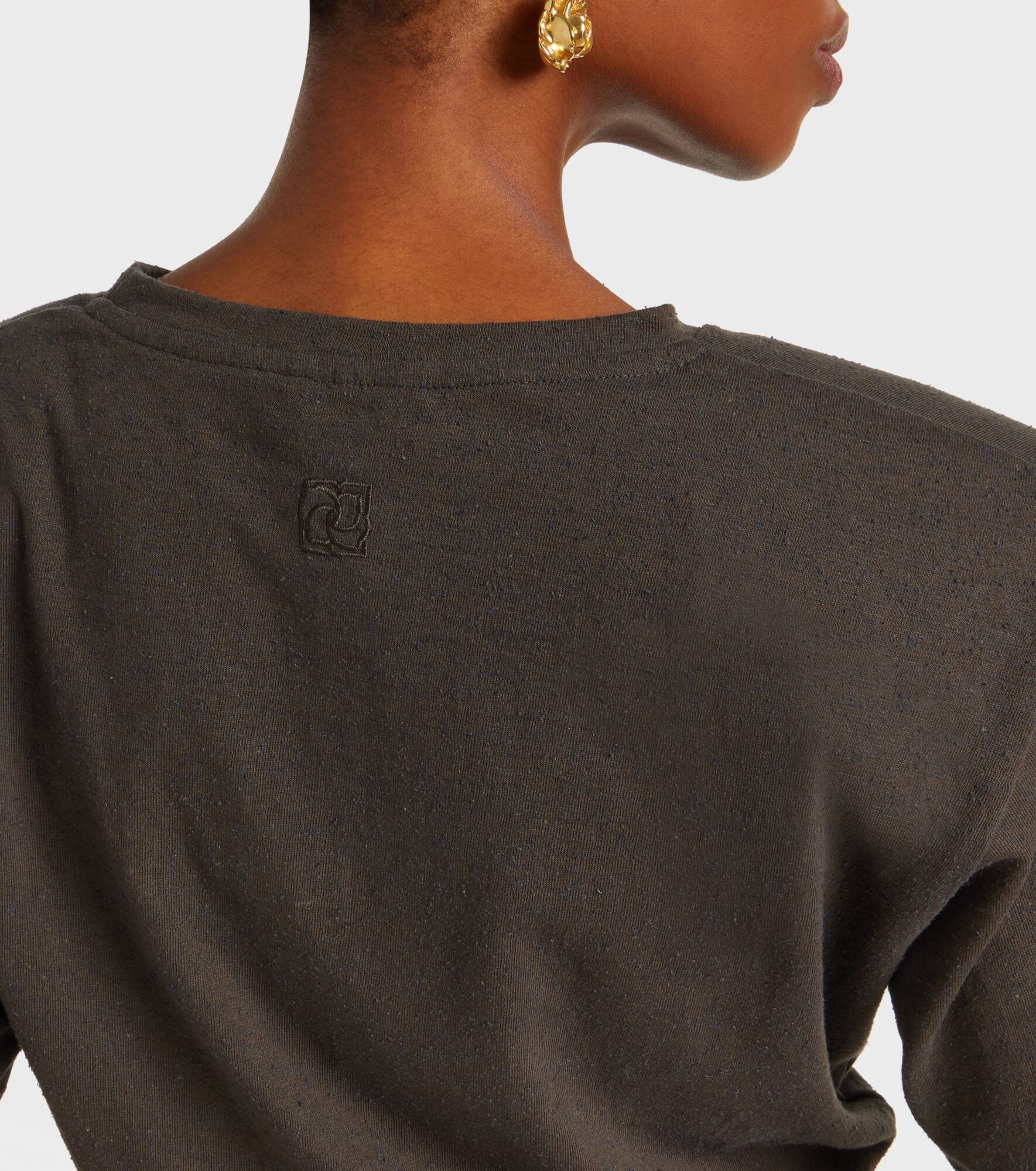 Gathered cotton and silk T-shirt - 6