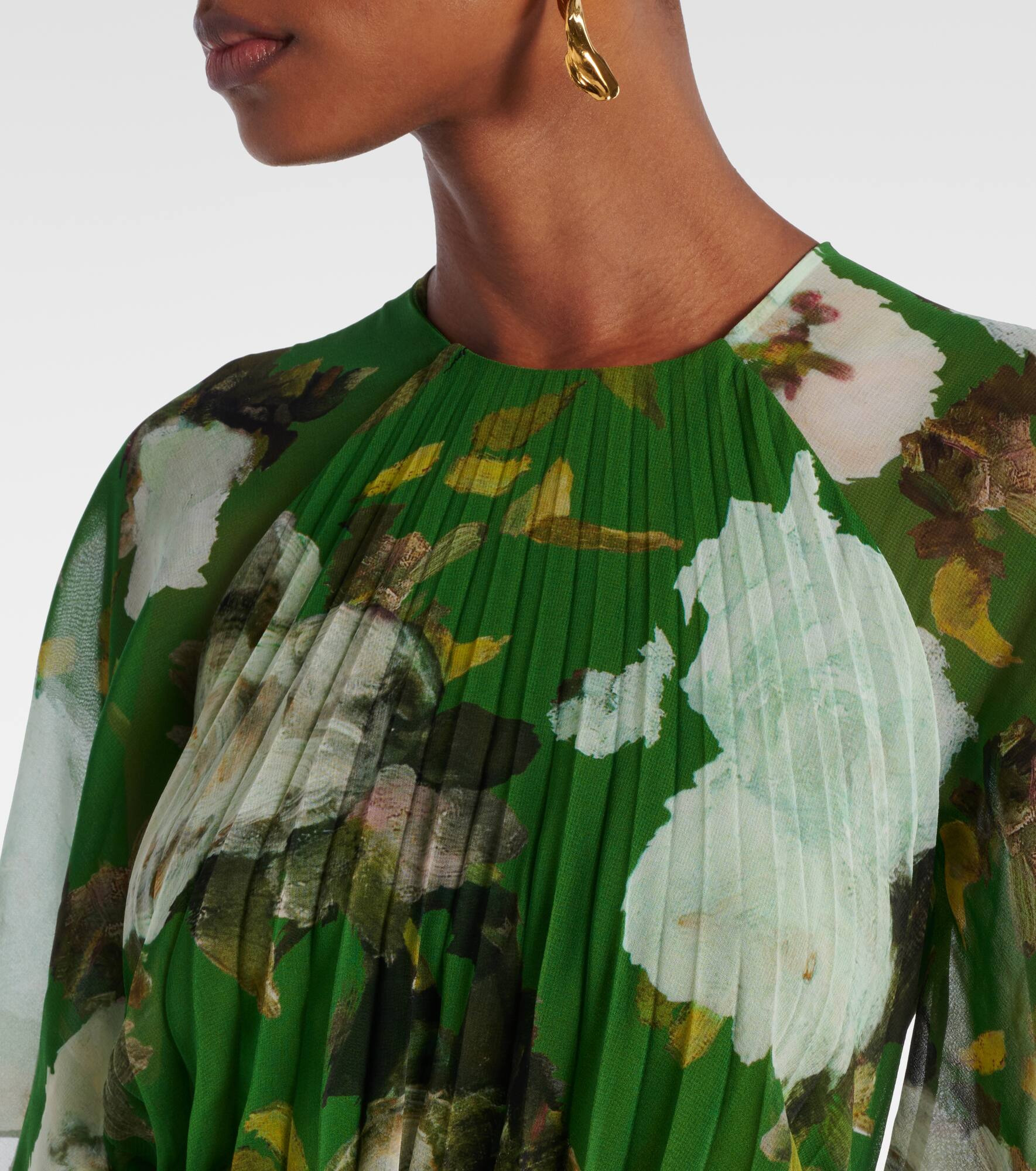 Floral pleated midi dress - 4
