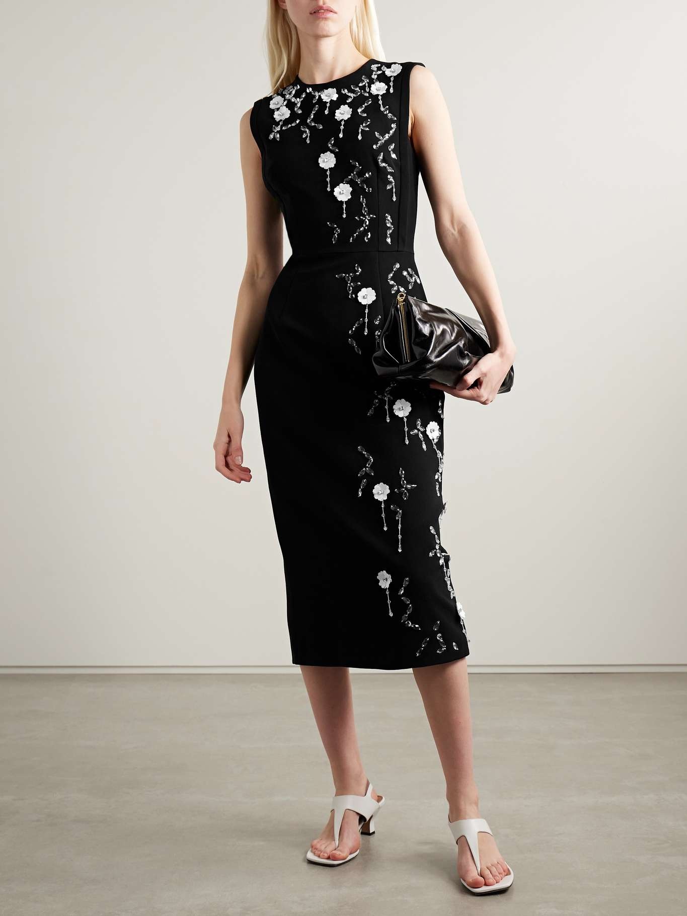 Cappia embellished crepe midi dress Black - 3
