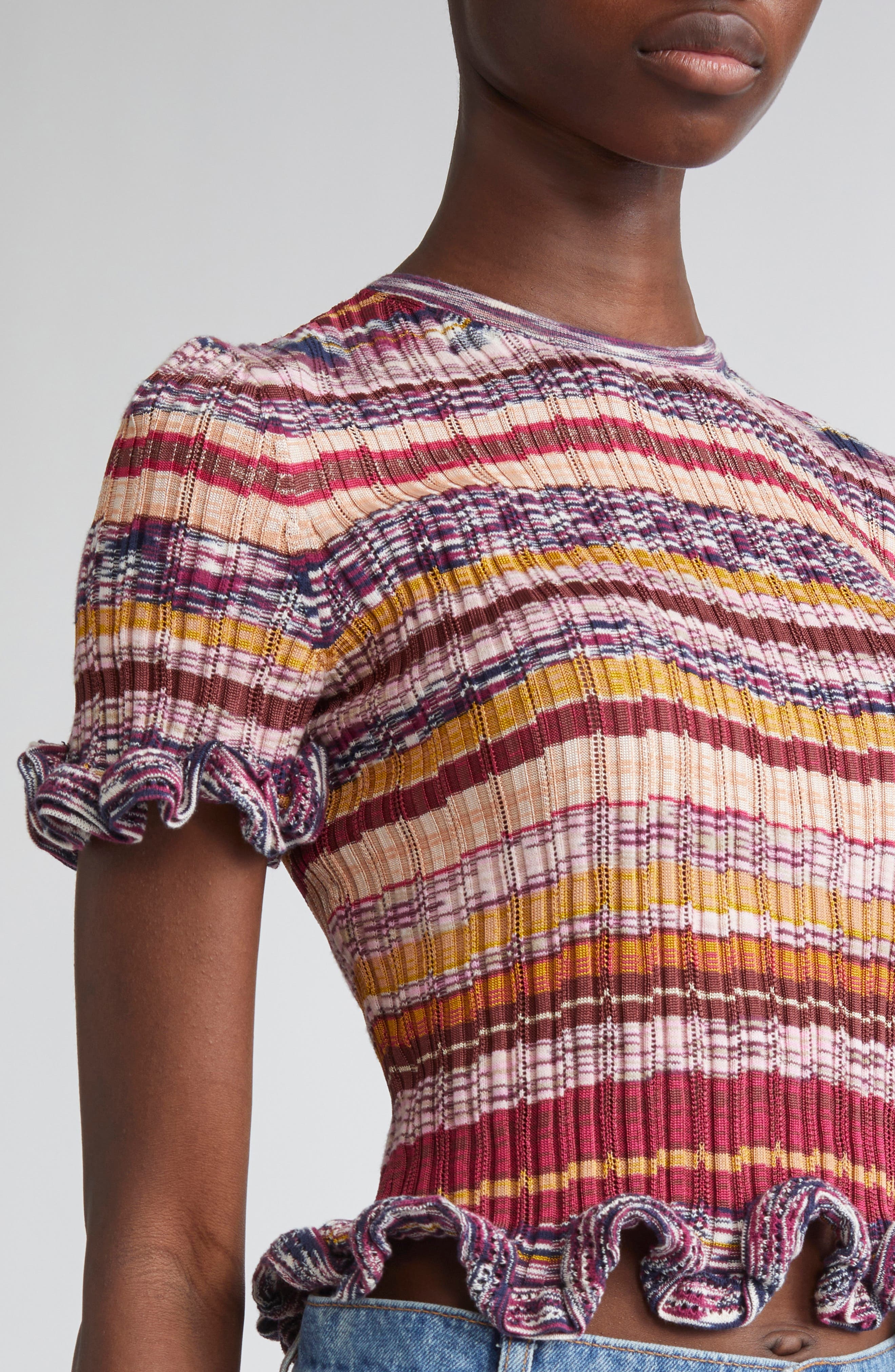 Ulla Johnson Miya Ruffle Space Dye Top in Prism at Nordstrom - 5