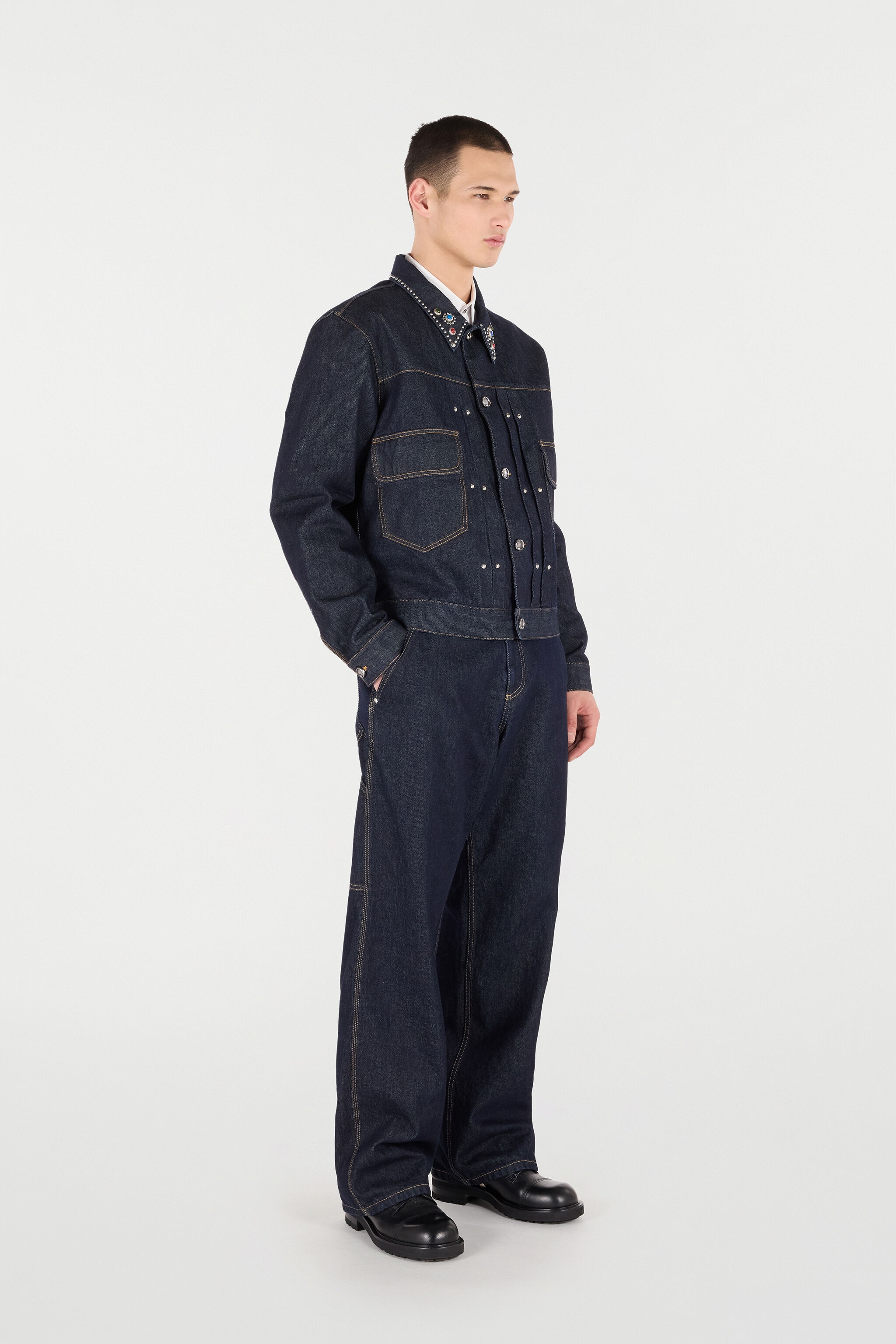 Denim Jacket with Studs and Stones - 3