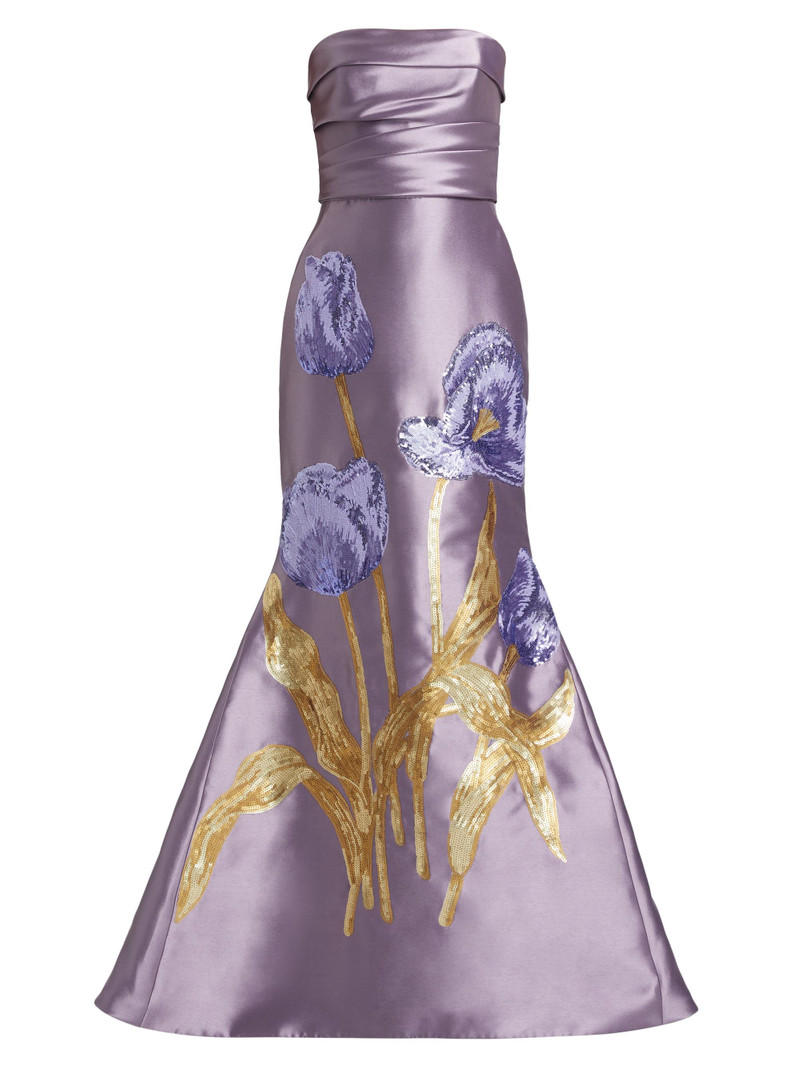 Women's Sequin Floral Mermaid Gown - Violet 1