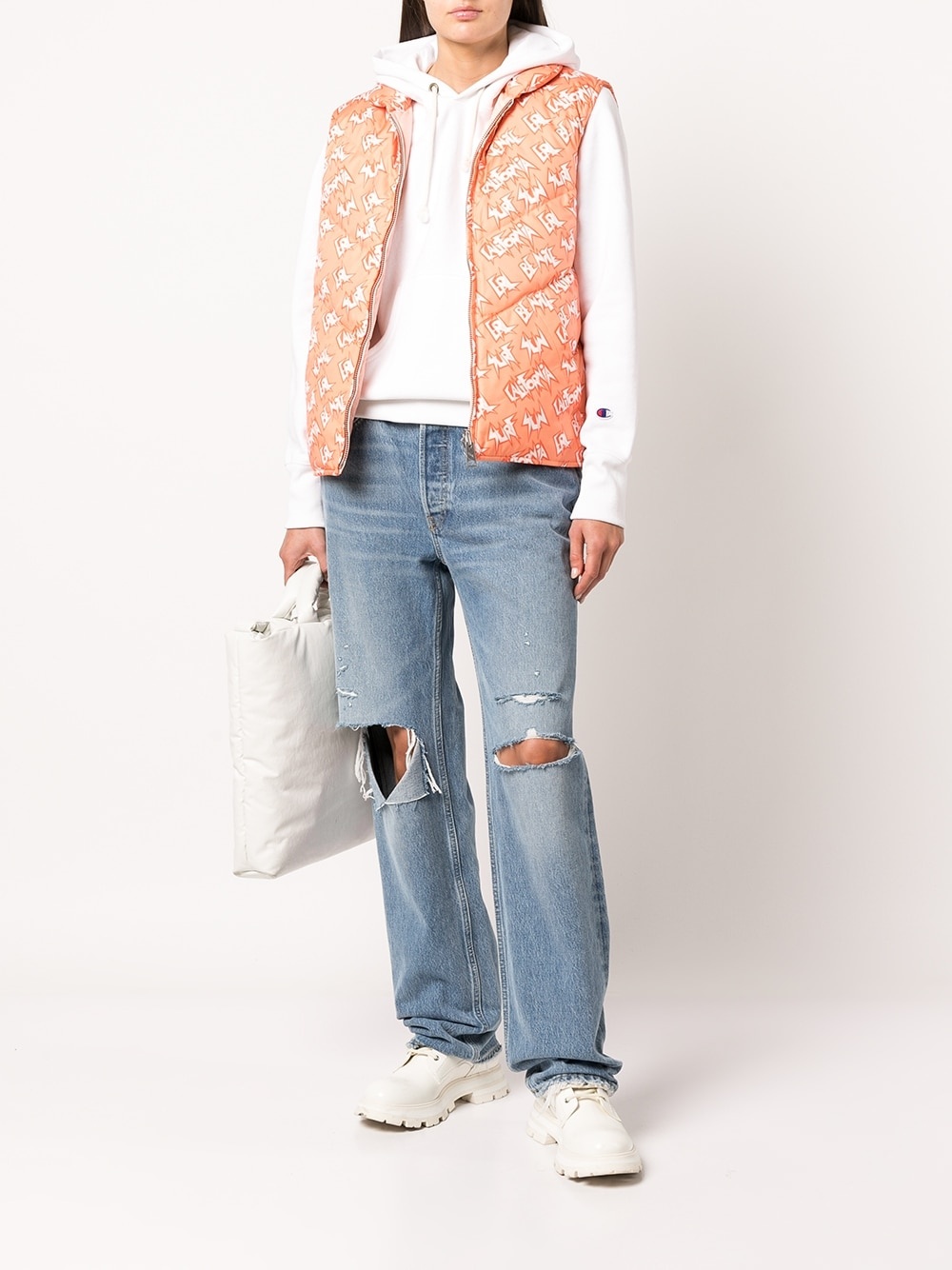reversible logo-print padded gilet - 2