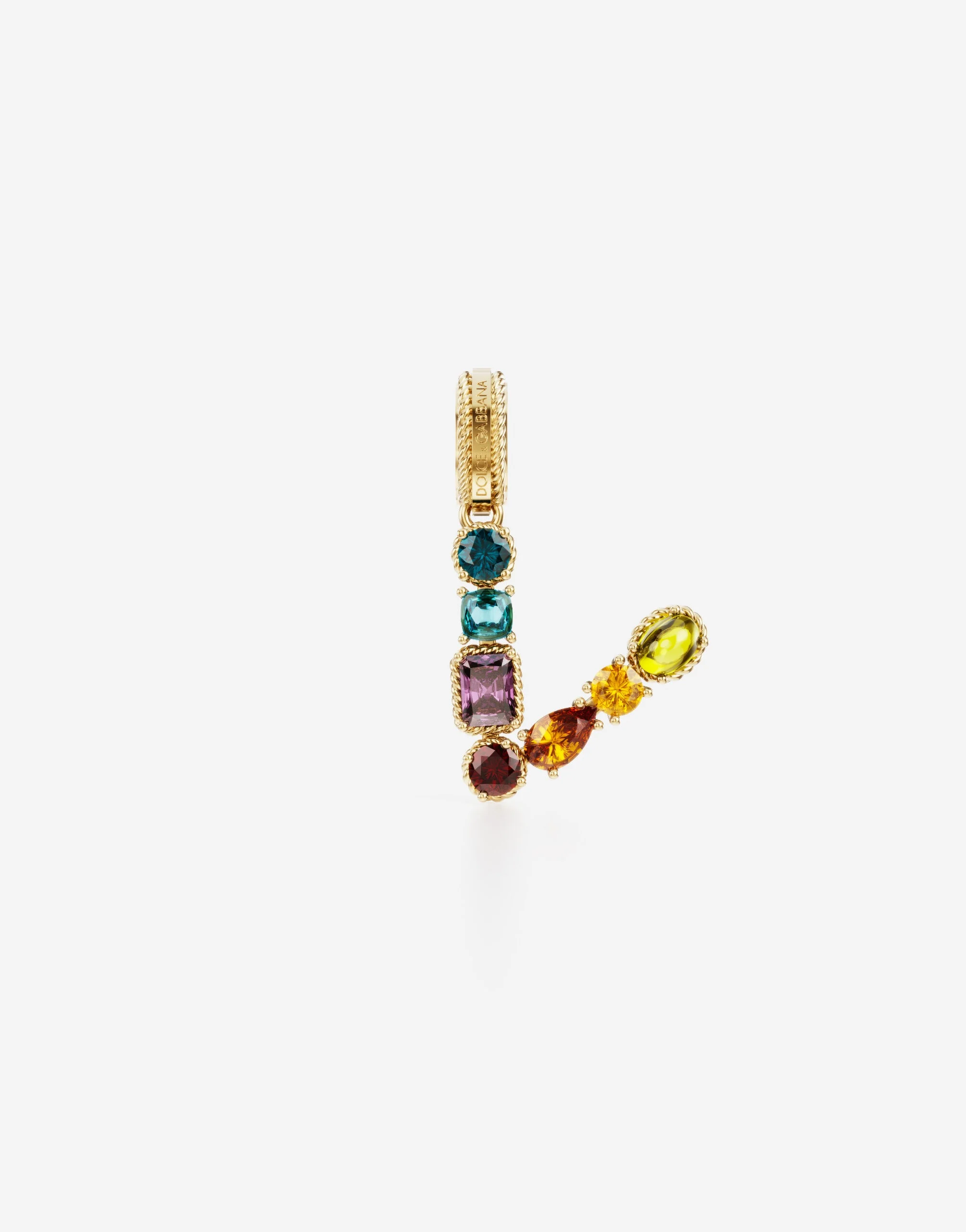 Charm V Lettering 18-carat yellow gold and multicolored gems - 1