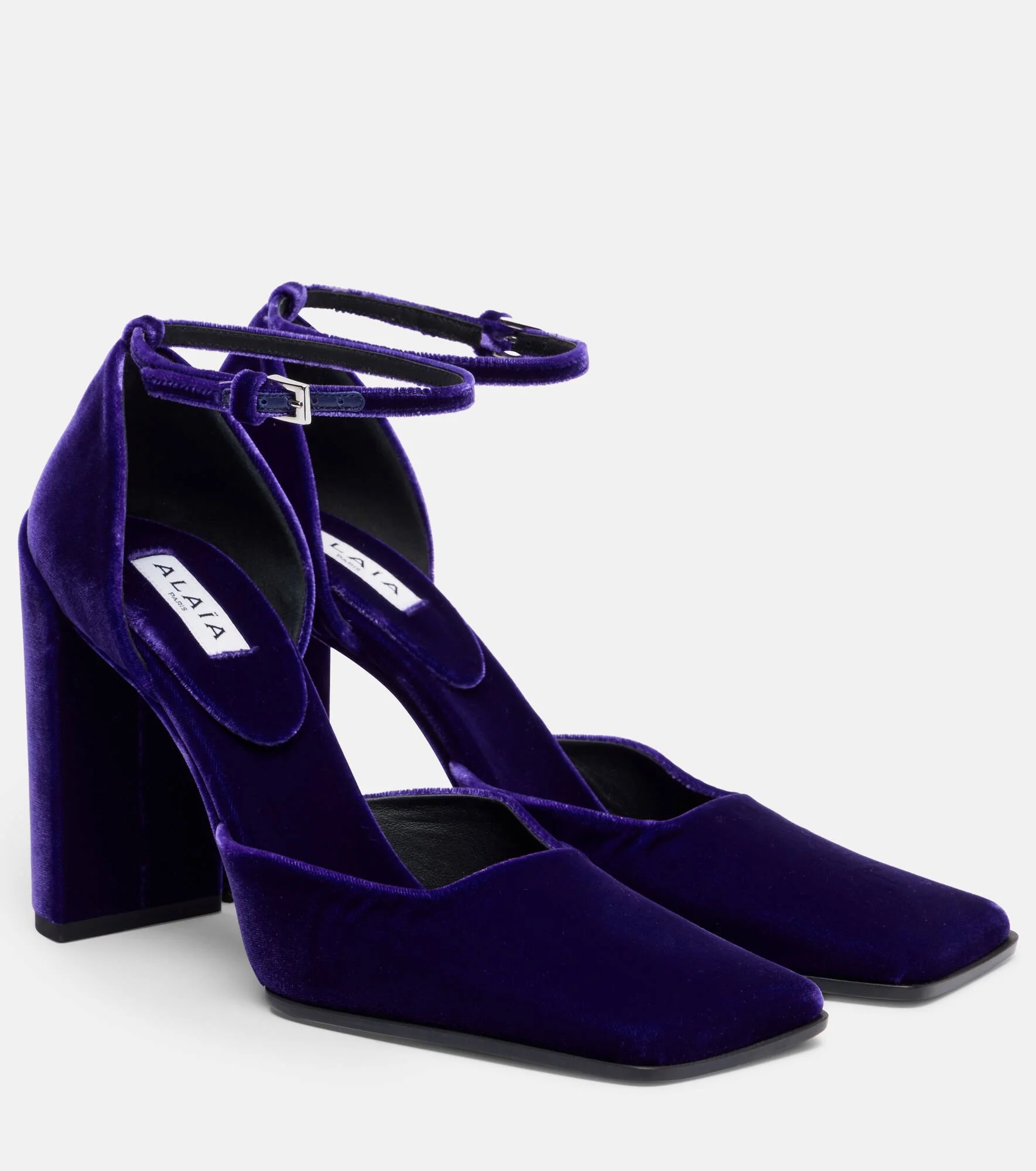Square 90 velvet pumps - 1