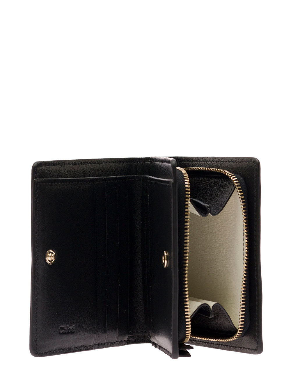 Chloé Women 'Sense' Black Bi-Fold Wallet With Tonal Logo Embroidery In Leather Woman - 3