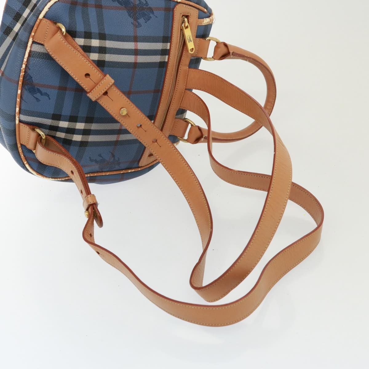 Burberry Nova Check Shoulder Bag Pvc Leather Blue - 8