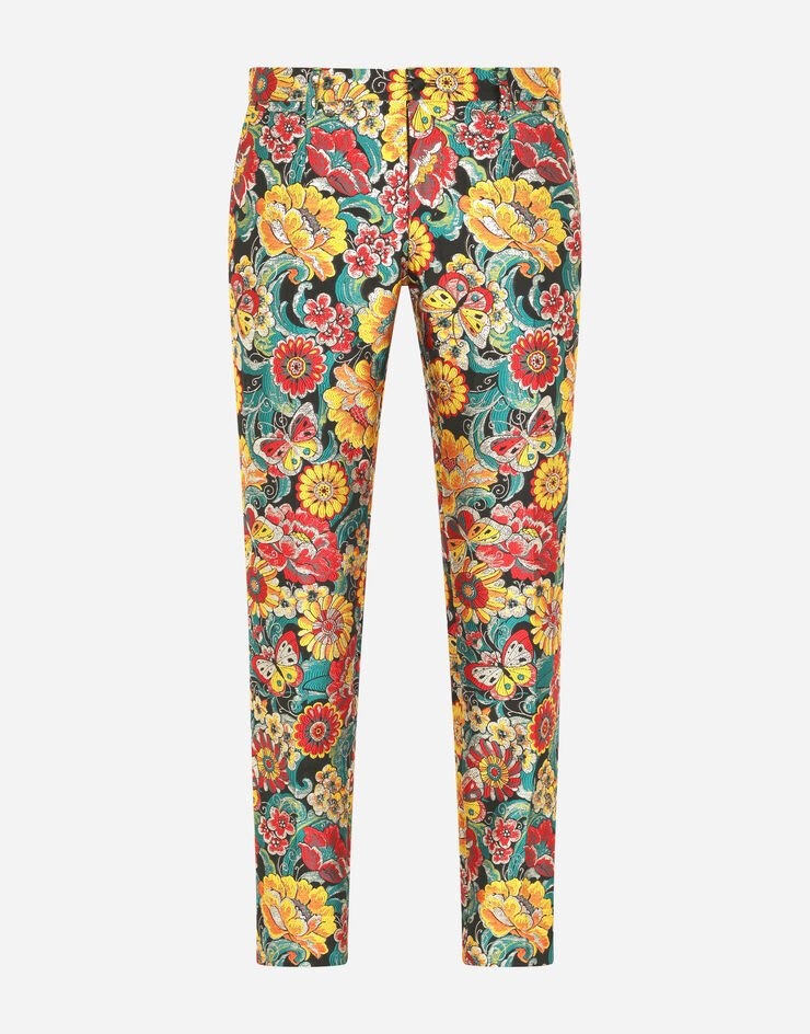 Floral lamé jacquard pants - 3