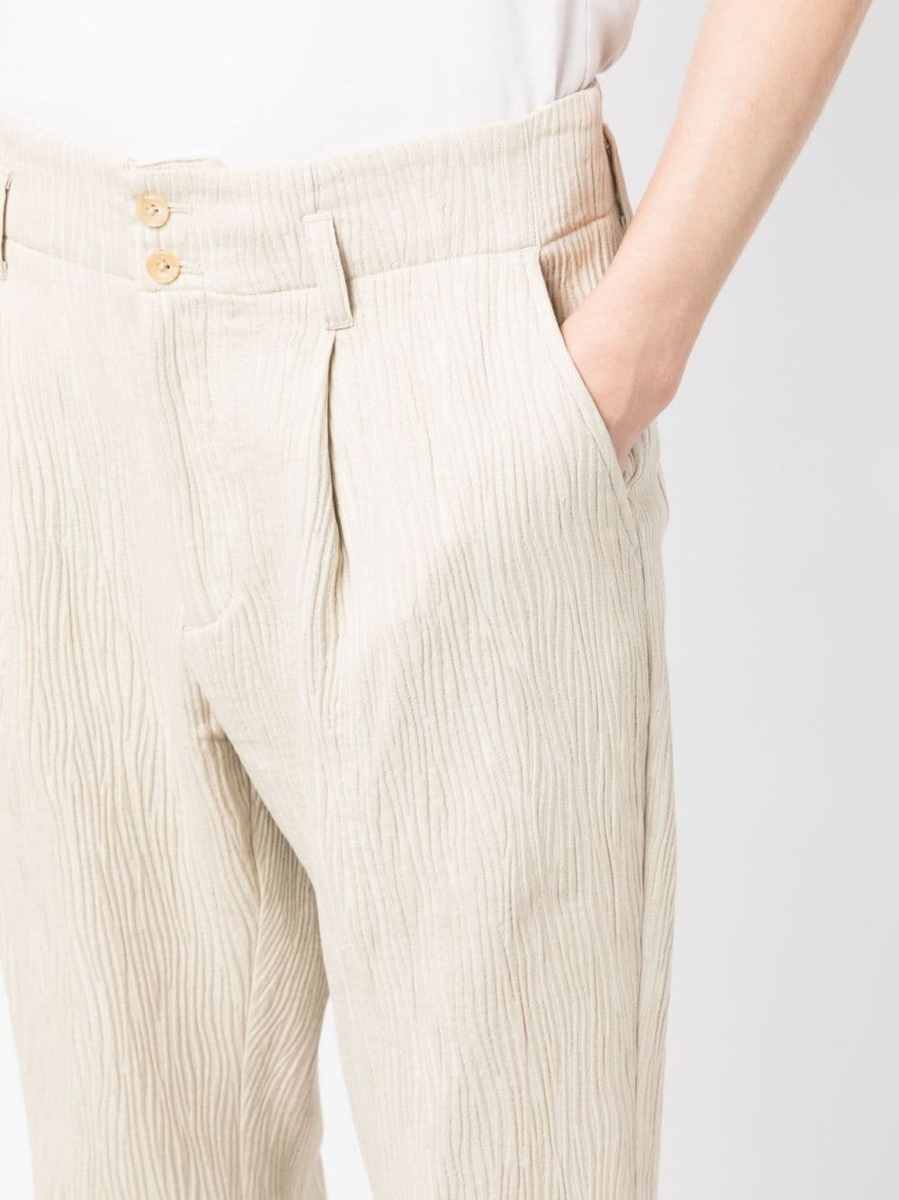 textured straight-leg trousers - 4