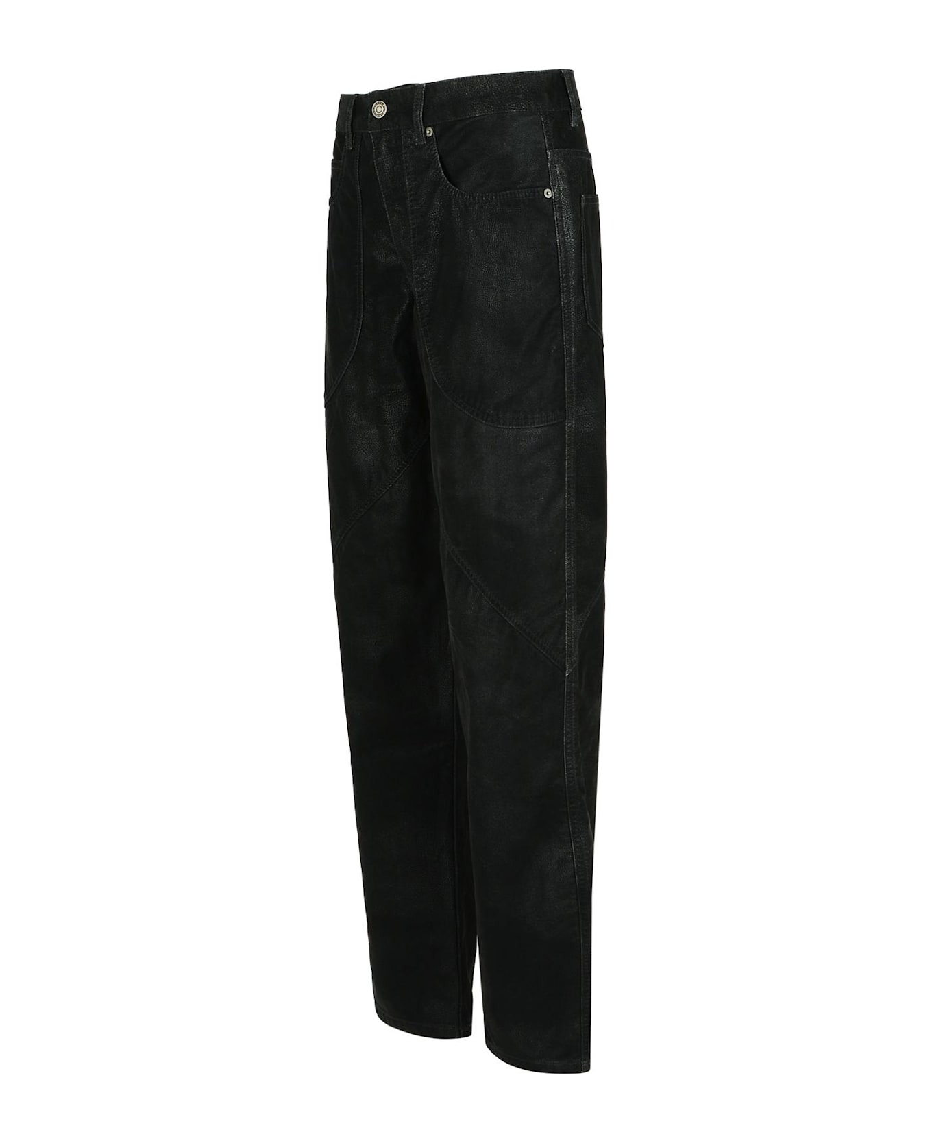 'kelvina' Black Faux Leather Pants - 2