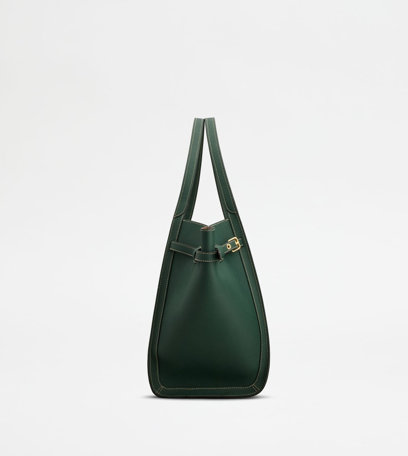 Tod's SHOPPING BAG IN LEATHER MEDIUM - GREEN outlook
