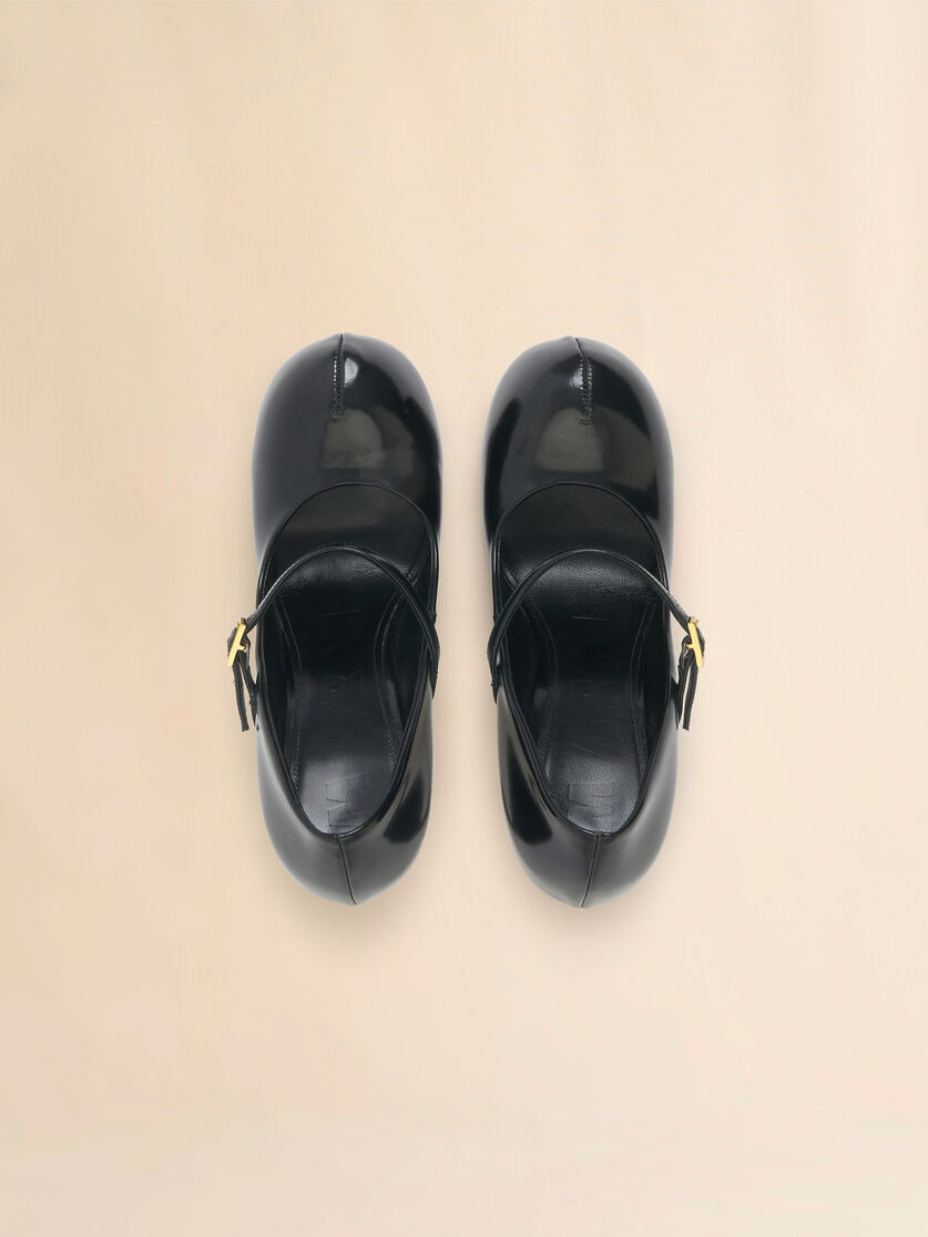 BLACK LEATHER NEW WAVE MARY JANE PUMP - 4