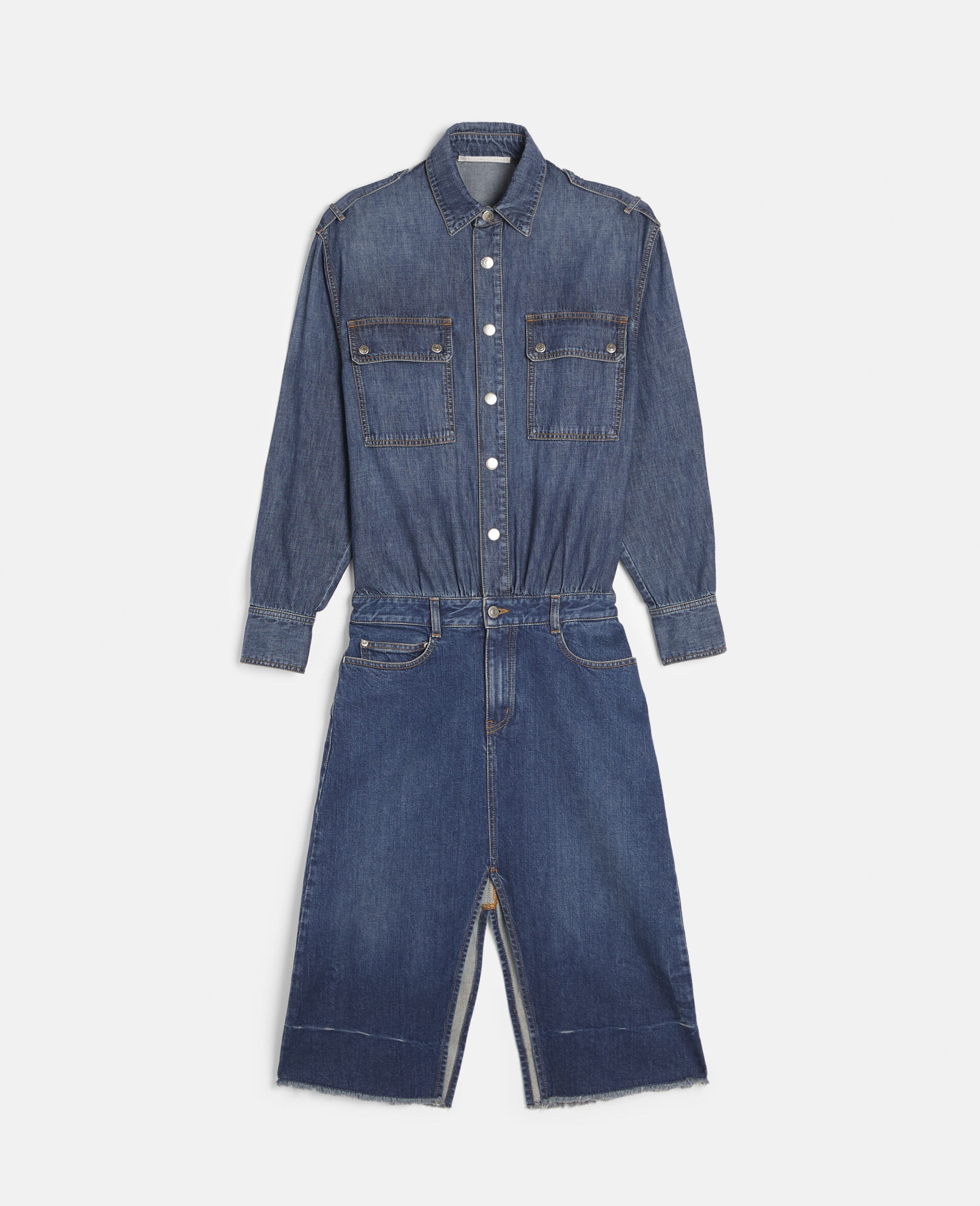 Denim Midi Shirt Dress - 1
