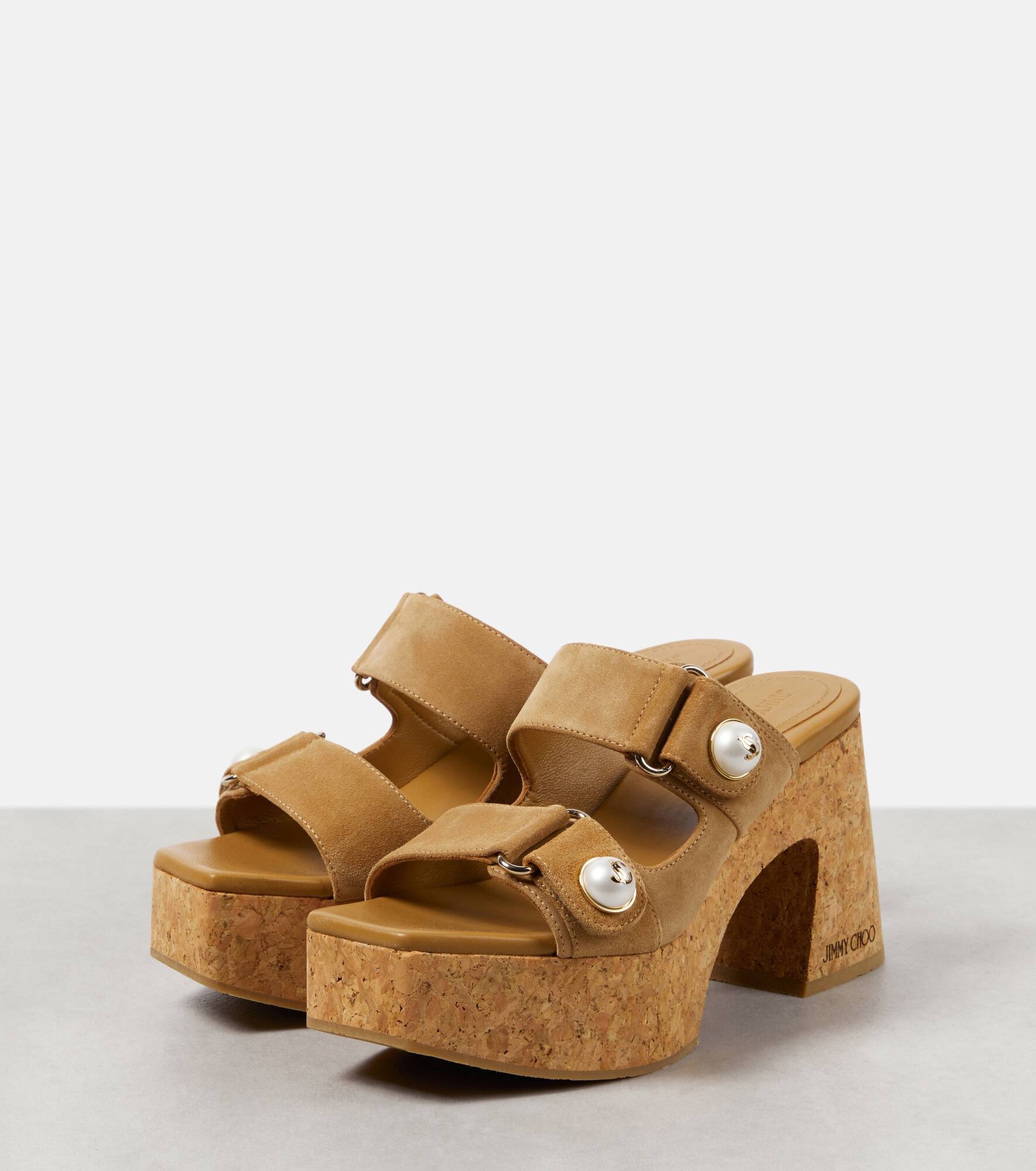 Faience suede platform sandals - 5