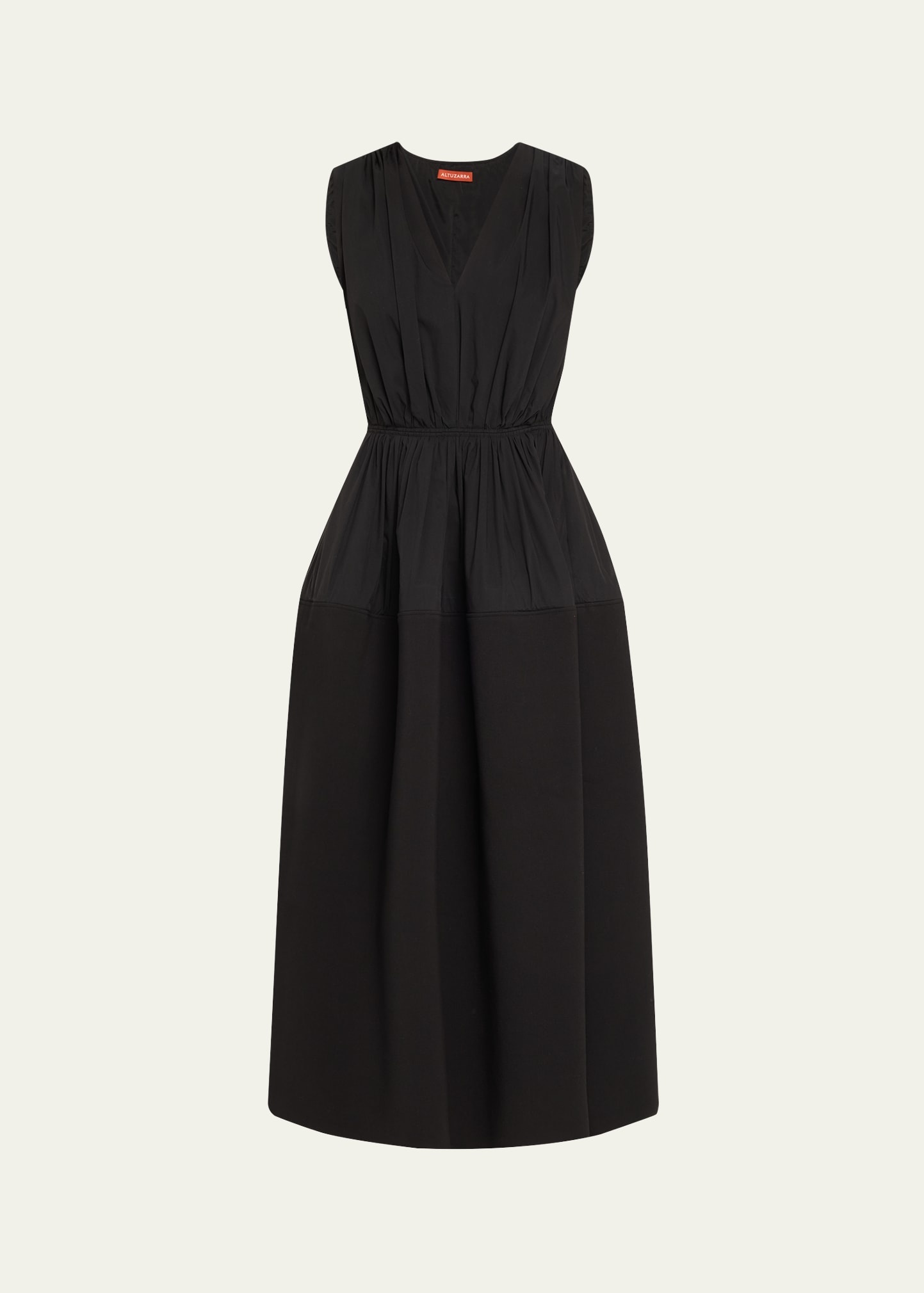 Mika Gathered Sleeveless Midi Dress - 1