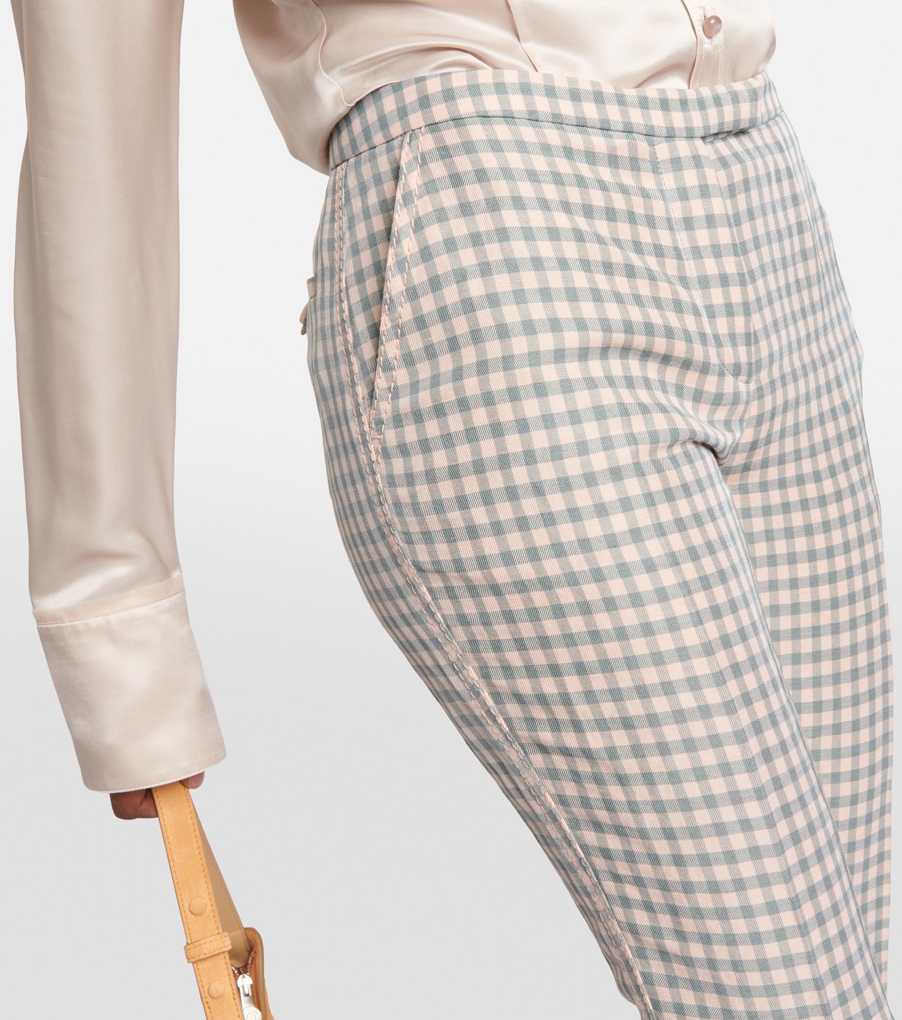 Checked low-rise pants - 4