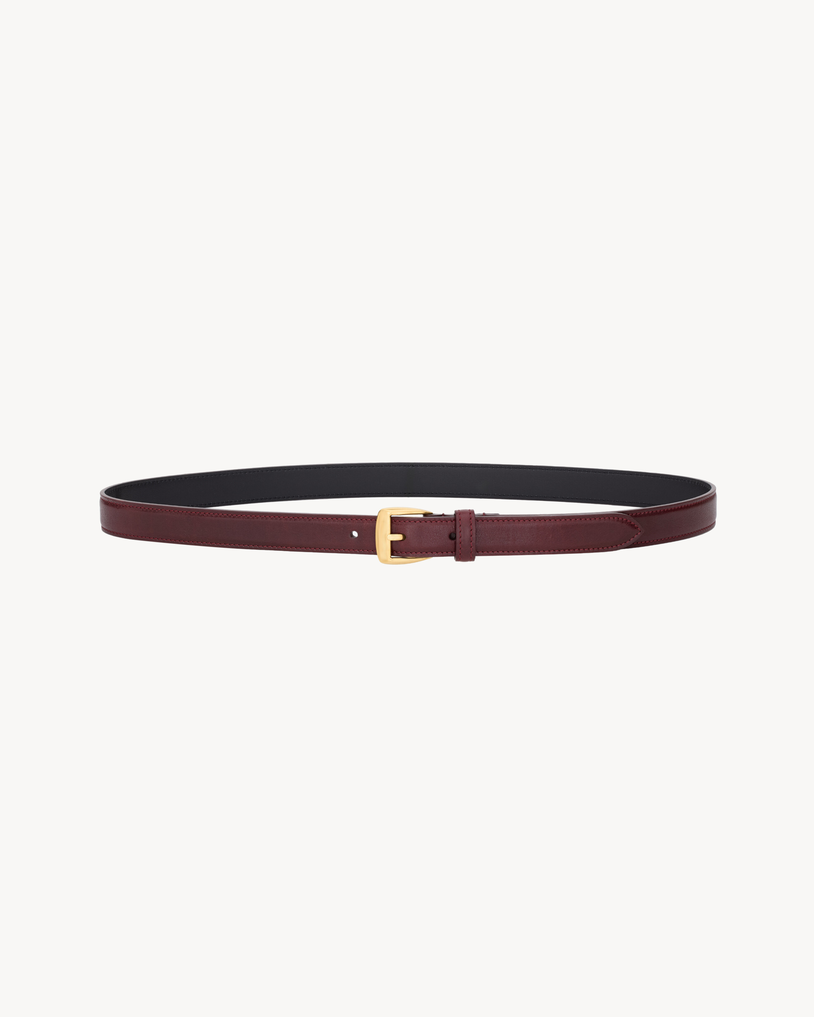 TRAPEZOID THIN BELT IN GRAINED LEATHER - 2