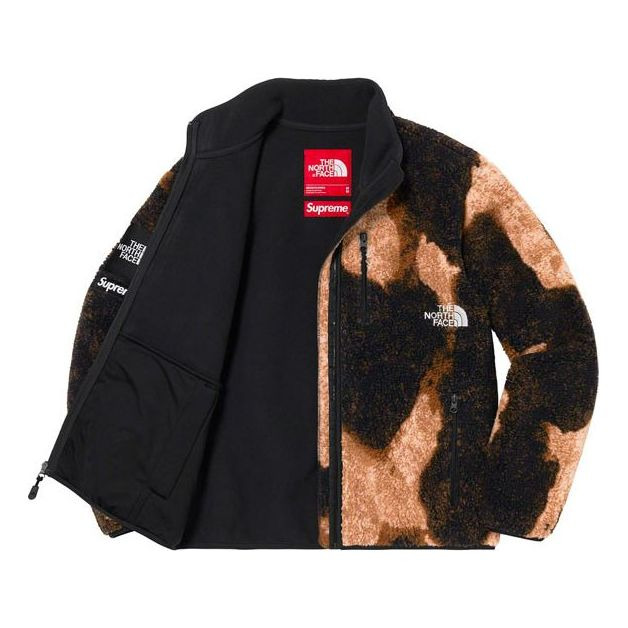 Supreme x The North Face Bleached Denim Print Fleece Jacket 'Beige Black' SUP-FW21-365 - 3
