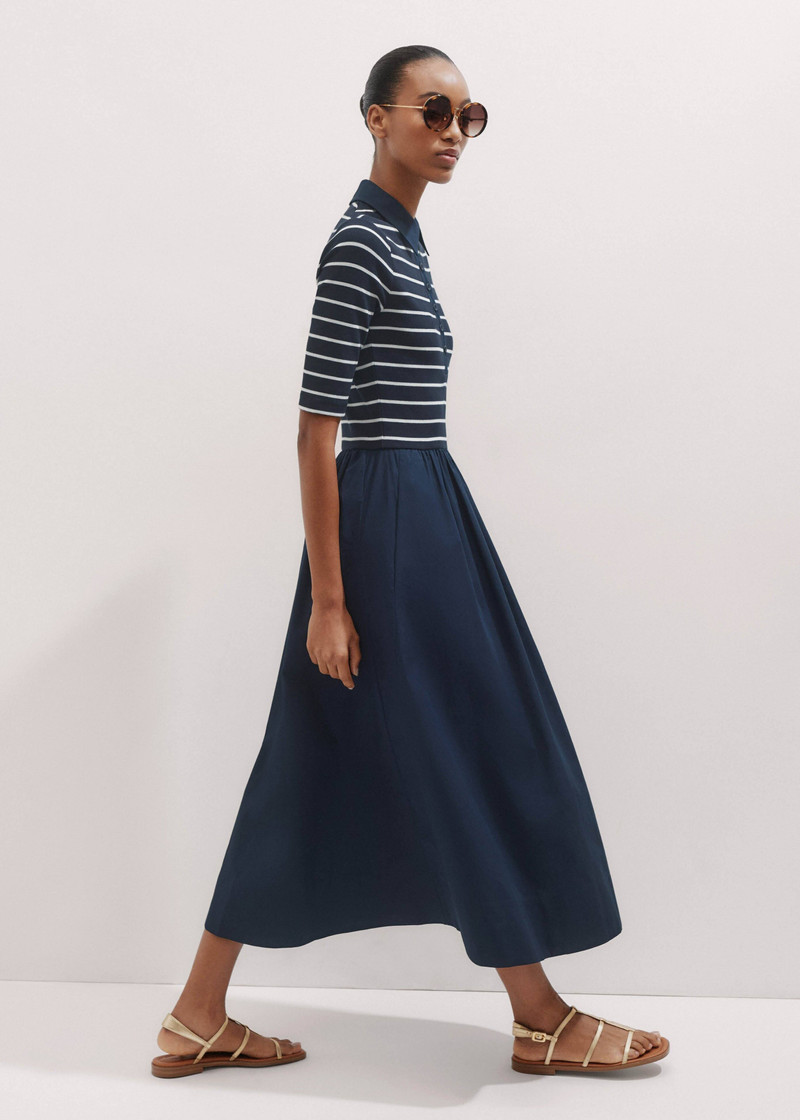 Mixed Media Shirt Collar Maxi Dress 5