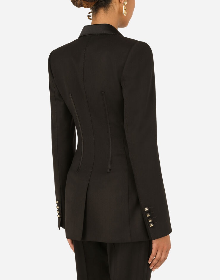 Single-breasted tuxedo gabardine jacket with lacing - 5