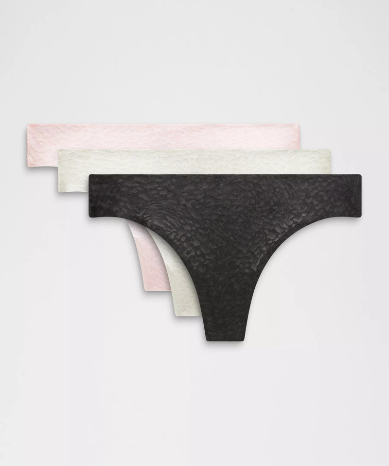 InvisiWear Mid-Rise Thong Underwear Performance Lace *3 Pack 1